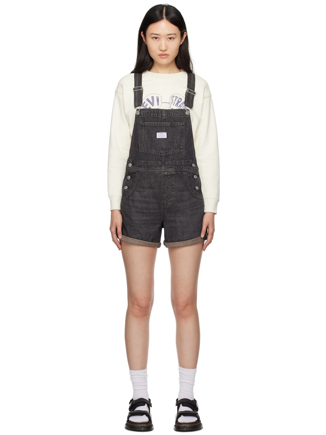 Black  Vintage Denim Overalls - 1