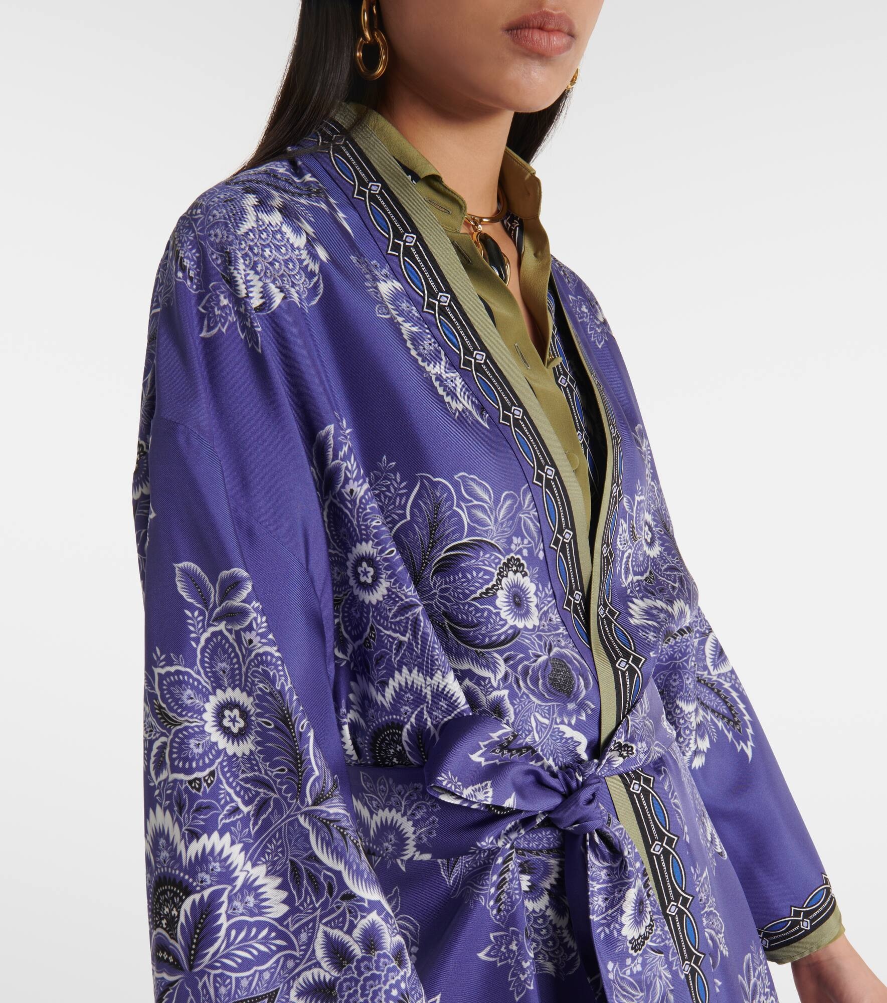 Printed silk twill robe - 4