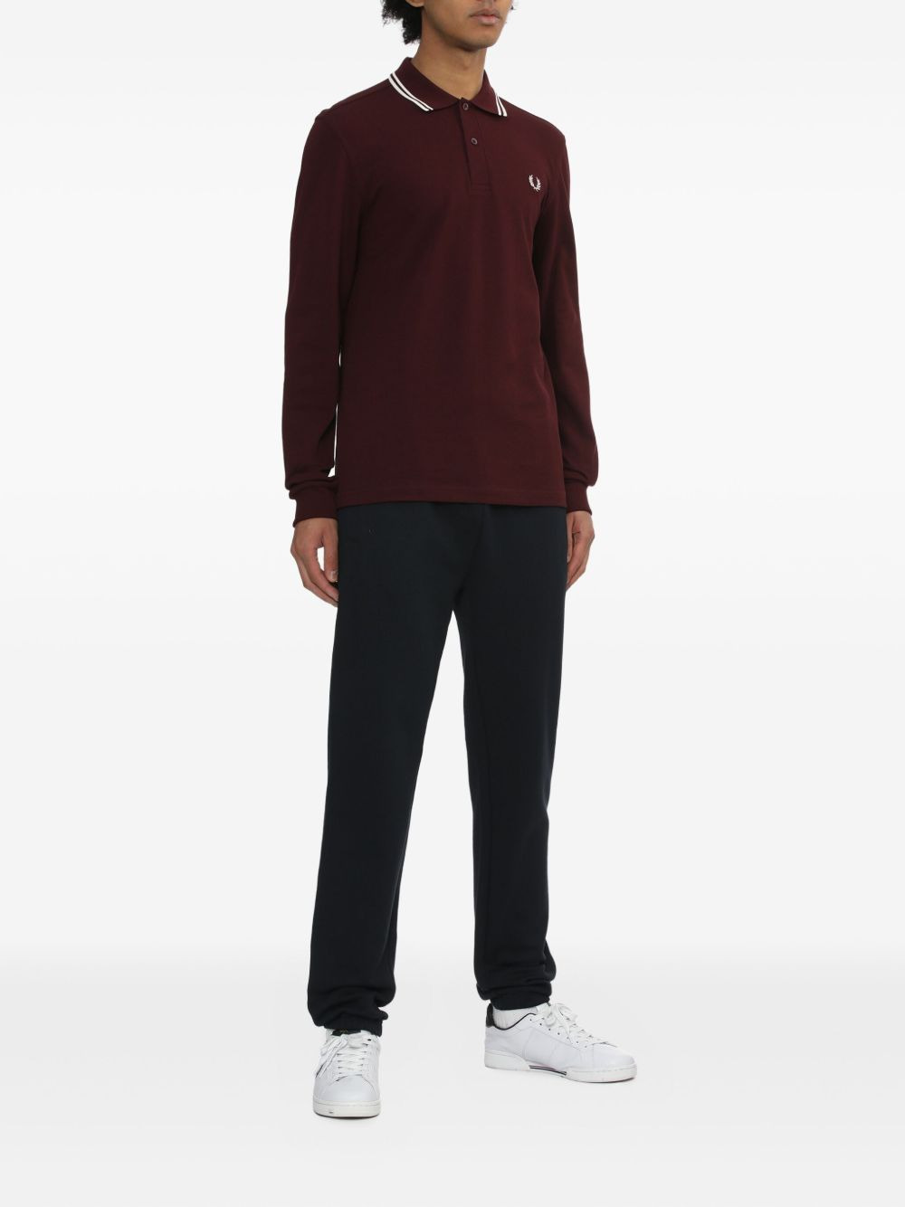 tipped-collar long-sleeve polo shirt - 2