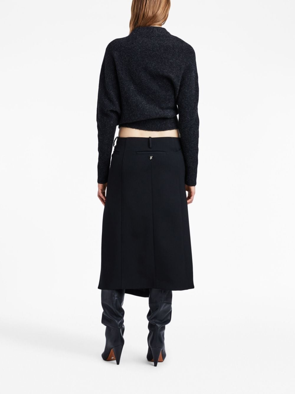 asymmetric twill wrap skirt - 5