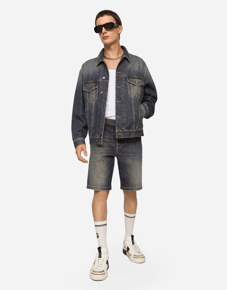 Stretch light blue wash denim jacket - 3