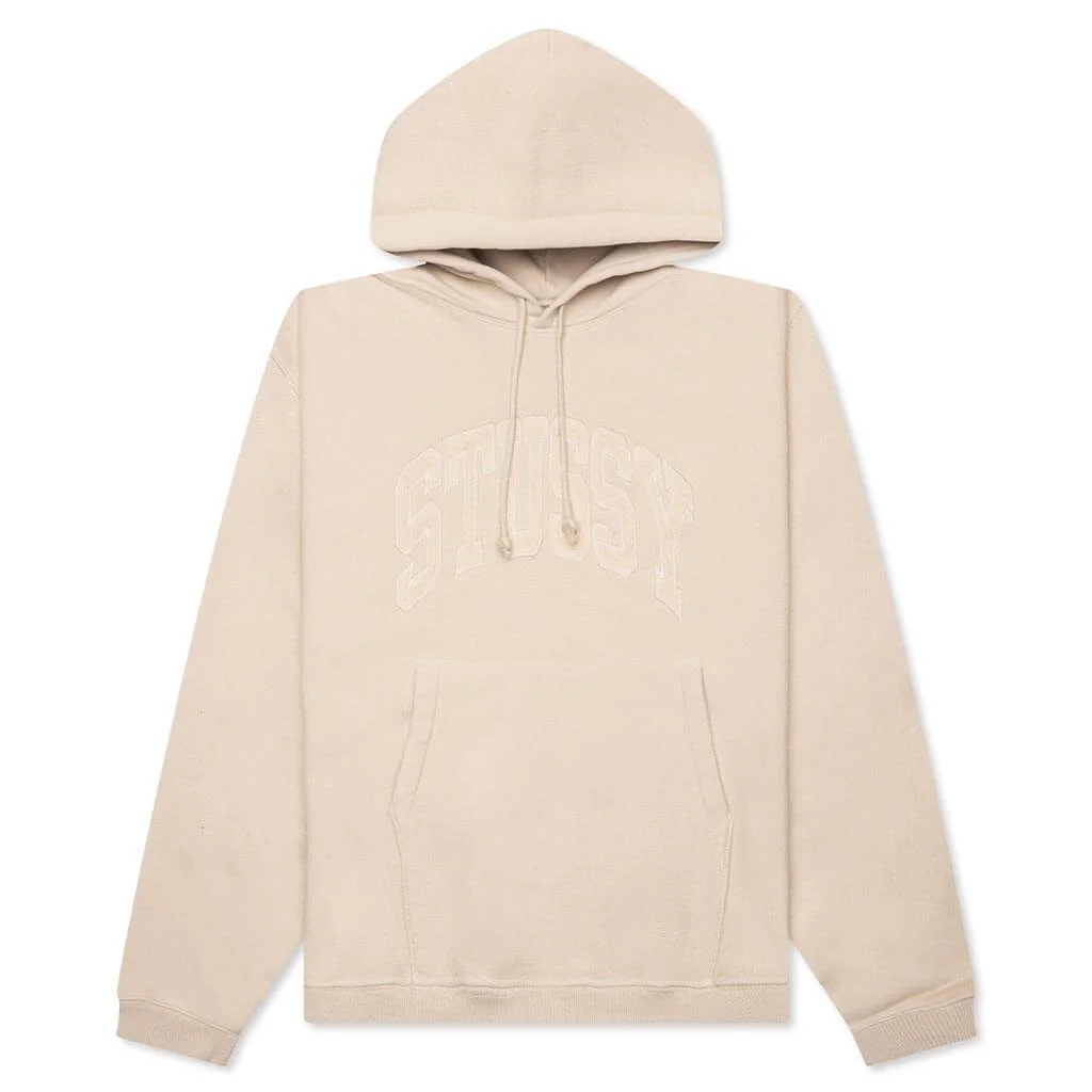 EMBROIDERED RELAXED HOODIE - SAND - 1