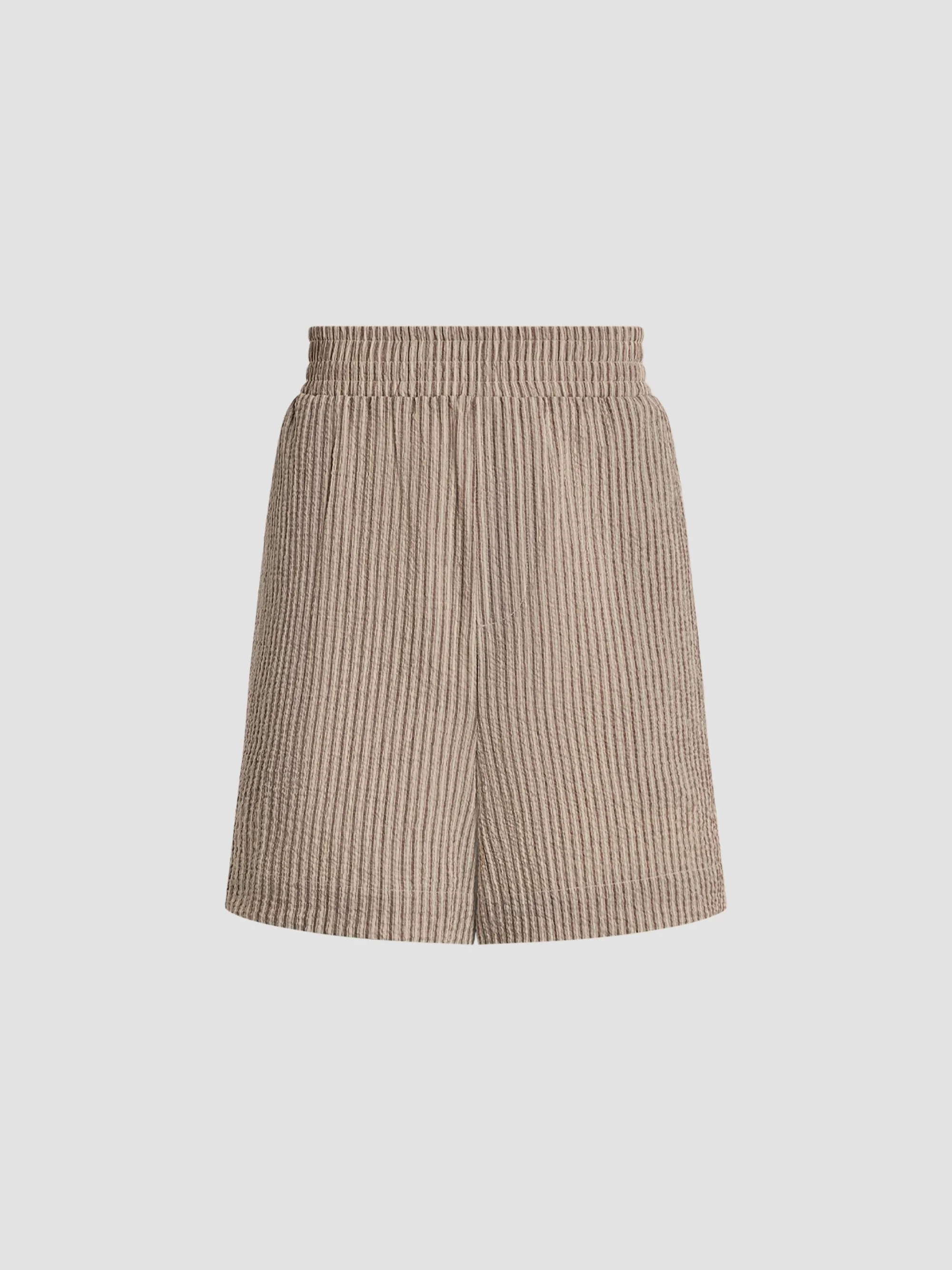 Women's Darina Striped Stretch-Cotton Seersucker Shorts - Birch Taupe Stripe - 1