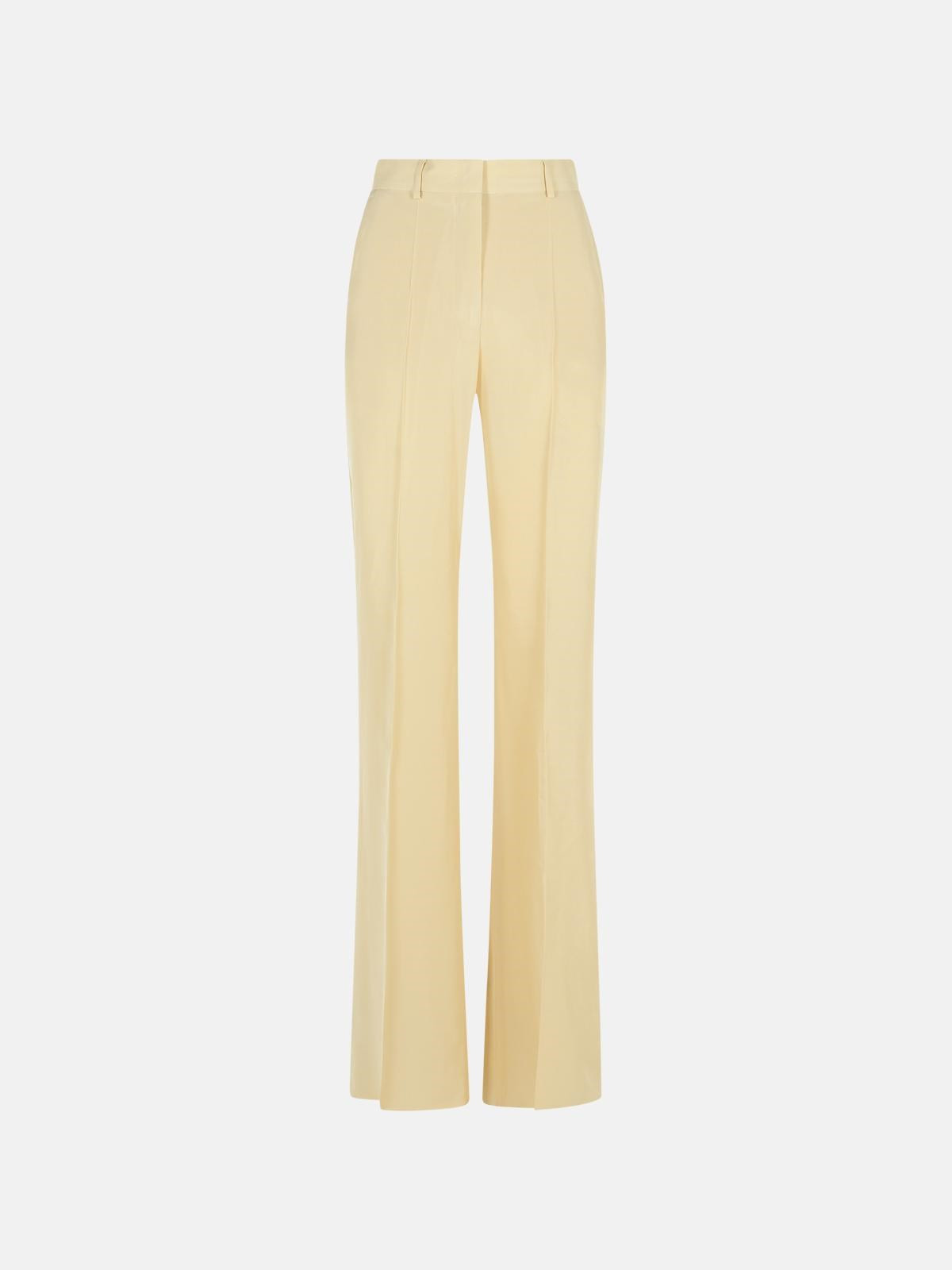'ORARIO' IVORY VISCOSE TROUSERS - 1