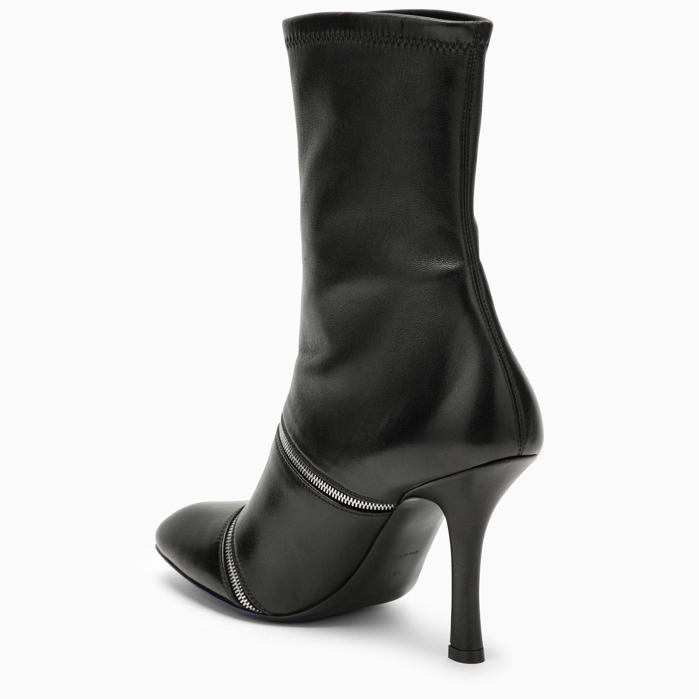 Burberry Black Leather Peep Boot With Zips - 4