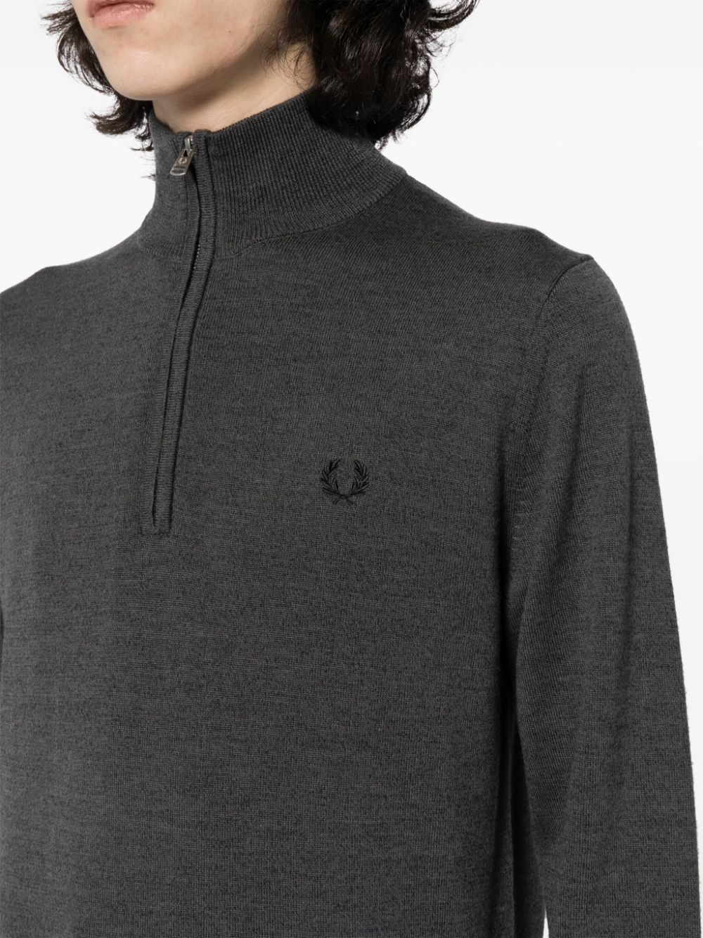 logo-embroidered half-zip jumper - 5