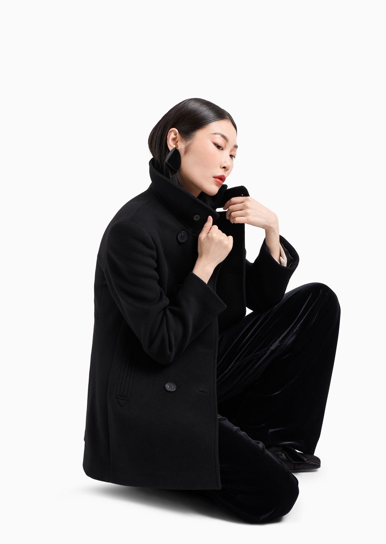 Double-breasted pea coat in Casentino wool - 6