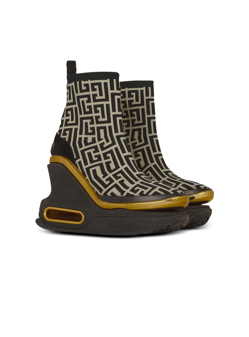 Bicolor and suede B-Bold wedge sneakers 2