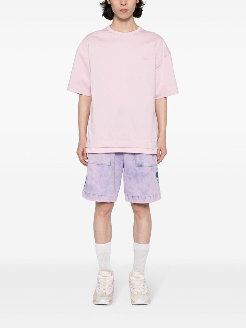 JUUN.J bleached-effect cotton track shorts outlook
