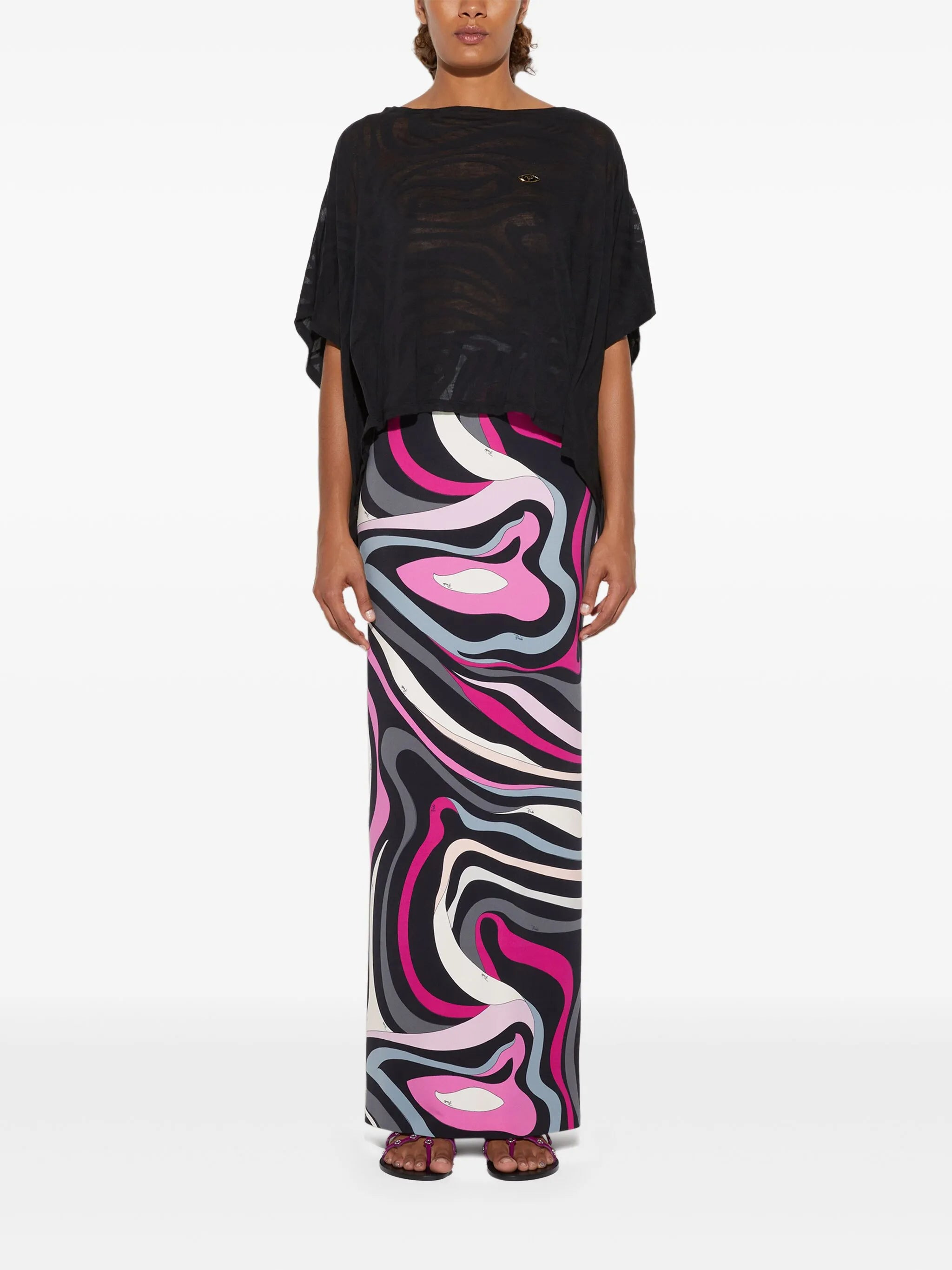 Marmo-print maxi skirt - 2