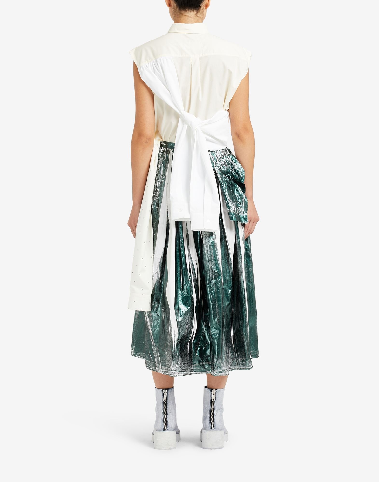 Gathered skirt with hanging sleeves - 4