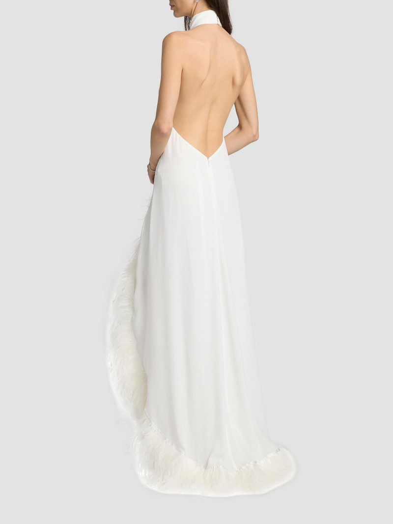 Women's Madeline Feather-Trim Halterneck Gown - White 5