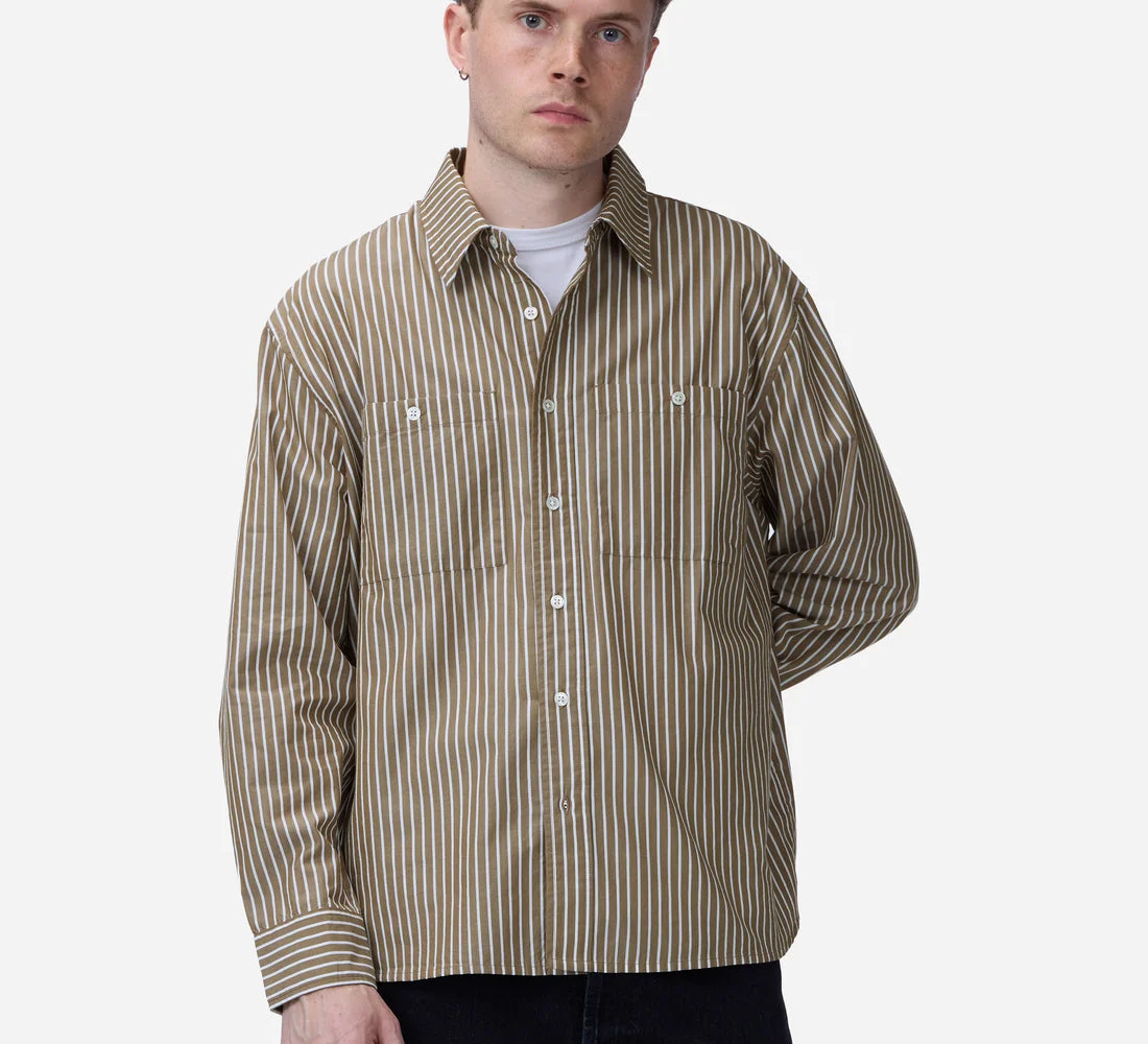 Commuter Shirt ~ Brown Ecru Stripe - 1