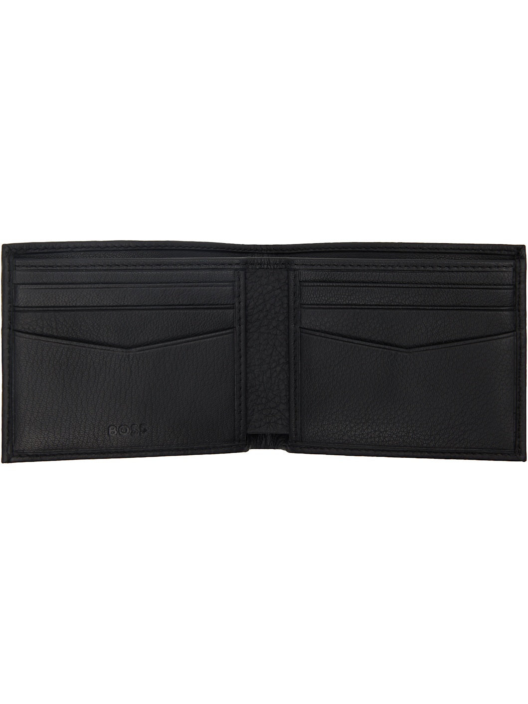 Black Leather Logo Lettering Wallet - 3