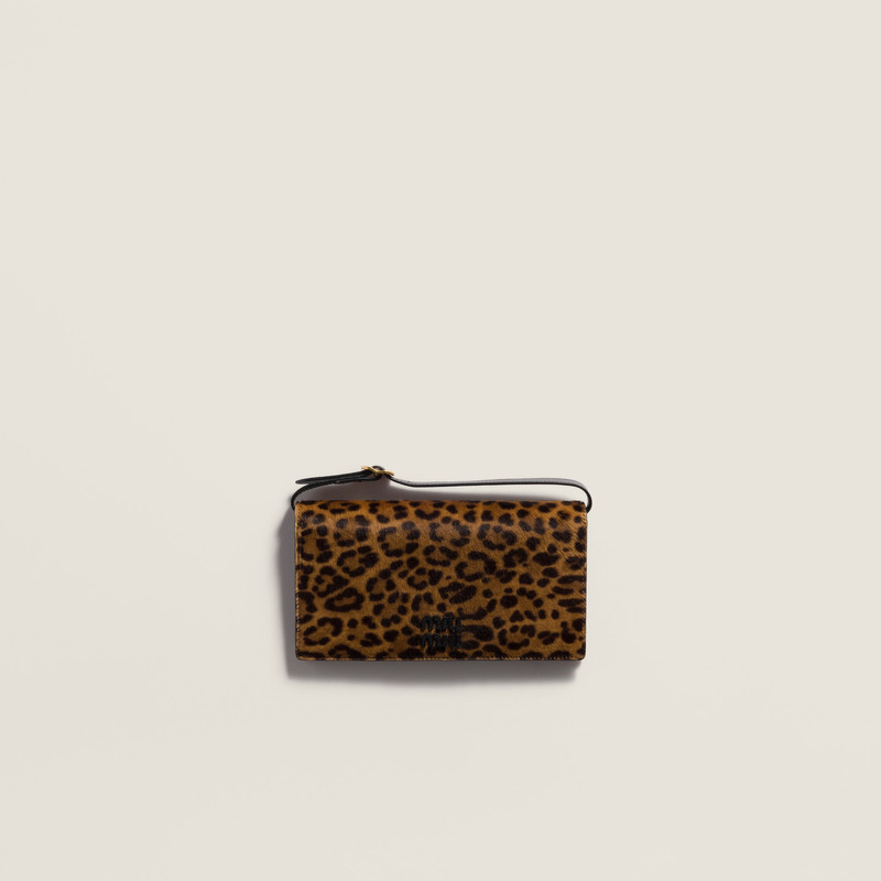 Calf hair leather wallet with strap 1