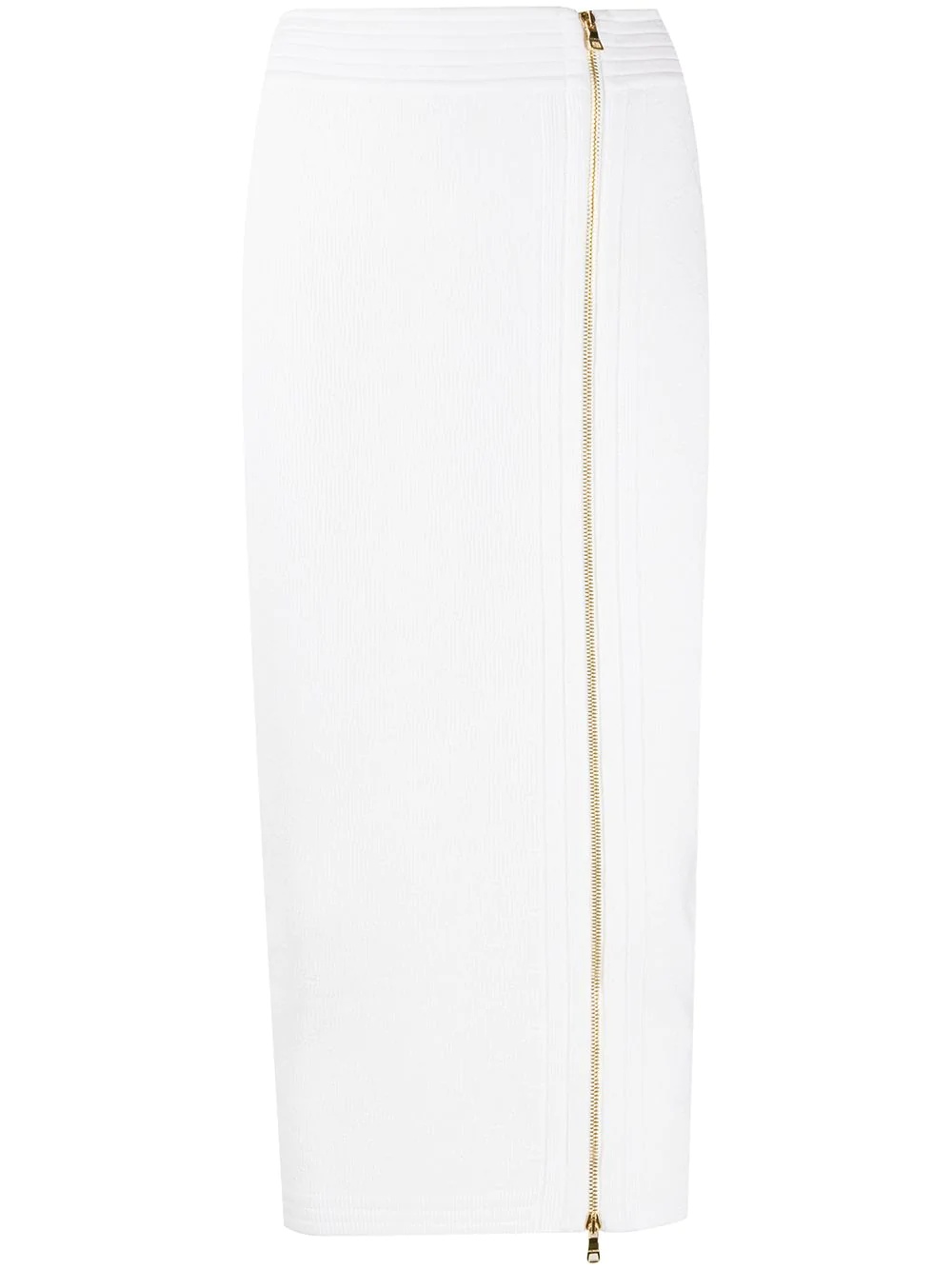 zip-front fitted midi skirt - 1