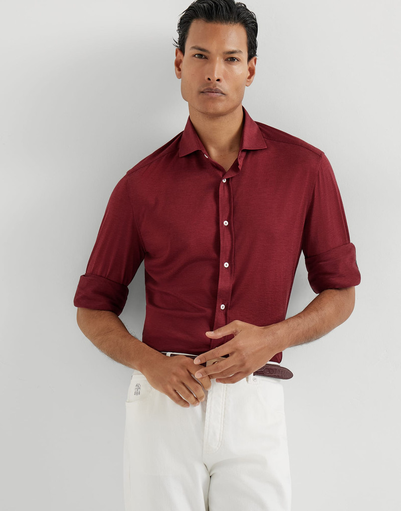 Silk and cotton jersey shirt with spread collar 2
