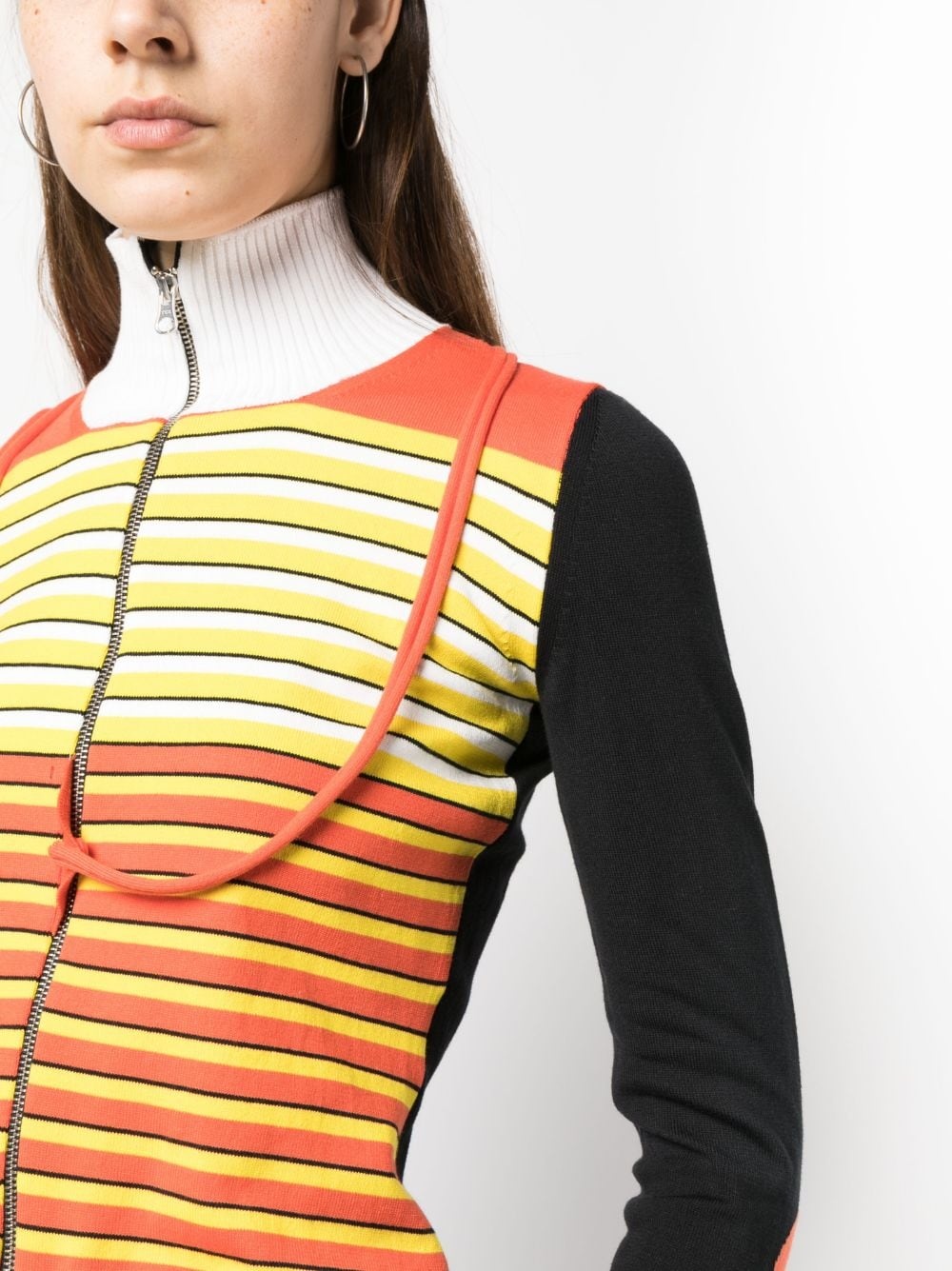 asymmetric stripe-pattern cardigan - 5