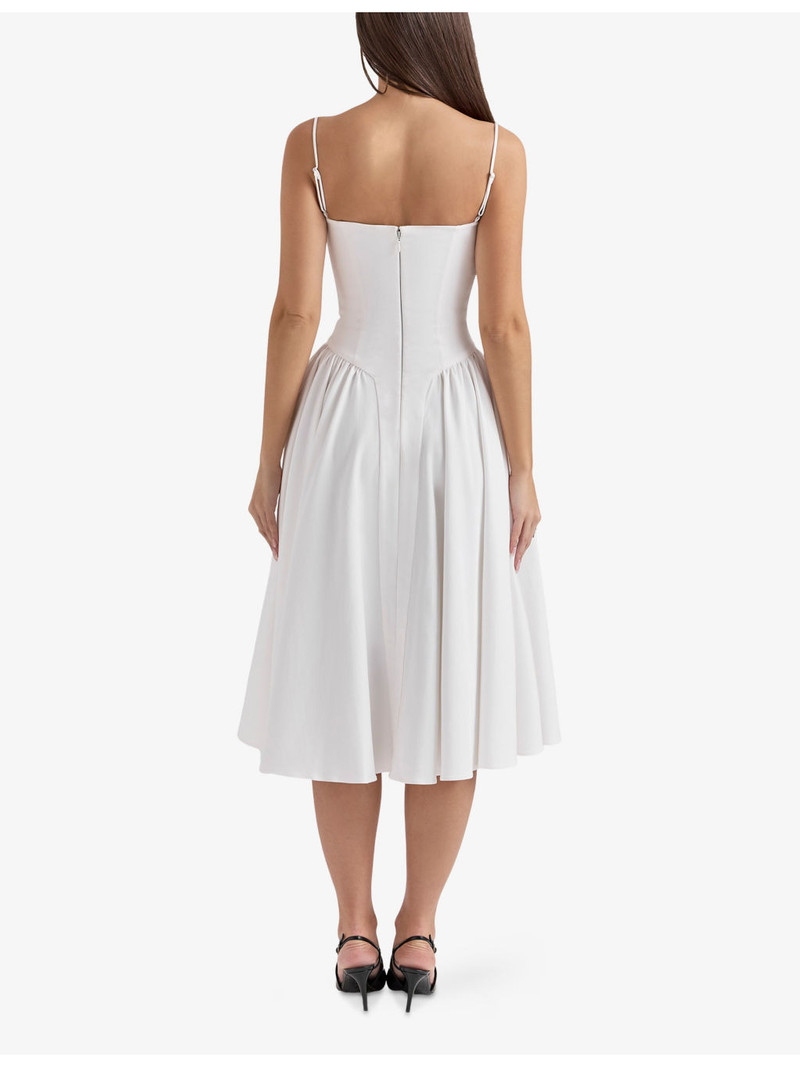 Samaria corseted woven midi dress 4