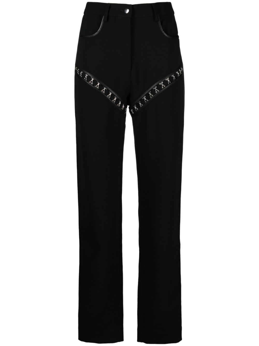 hook-detailing cut-out trousers - 1