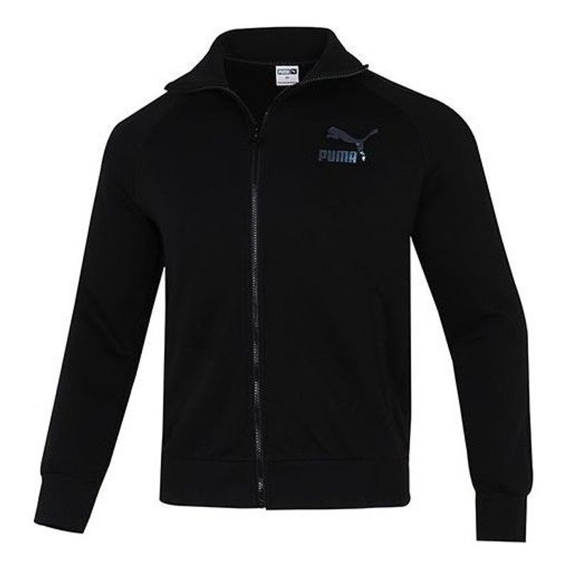 PUMA Iconic T7 Retro logo Sports Stand Collar Jacket Black 531377-95 - 1