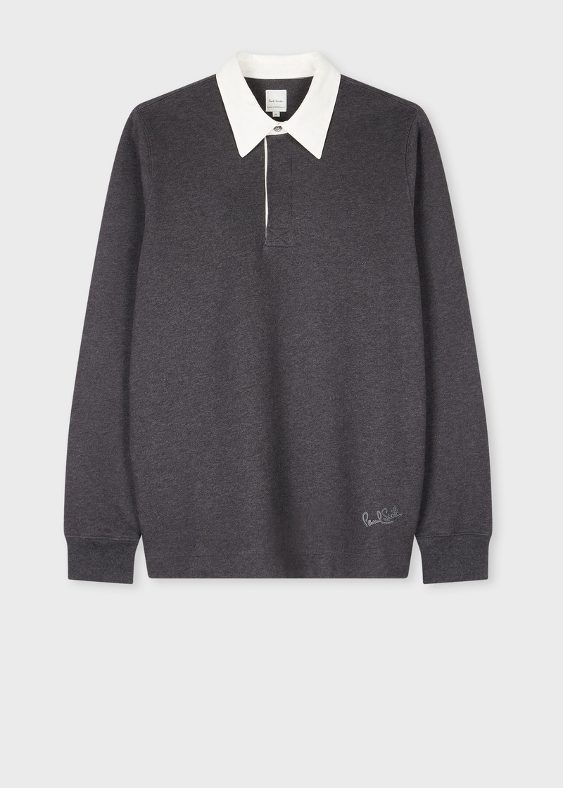 Dark Grey Contrast Collar Marl Sweatshirt 1