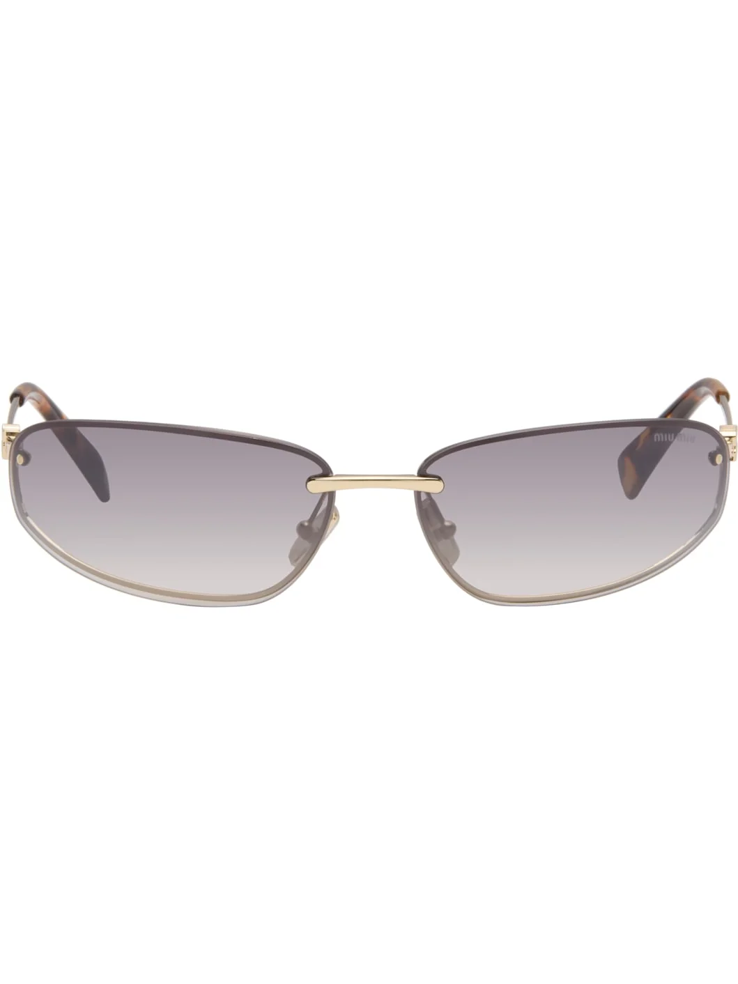 Gold Rimless Metal Oval Sunglasses - 1