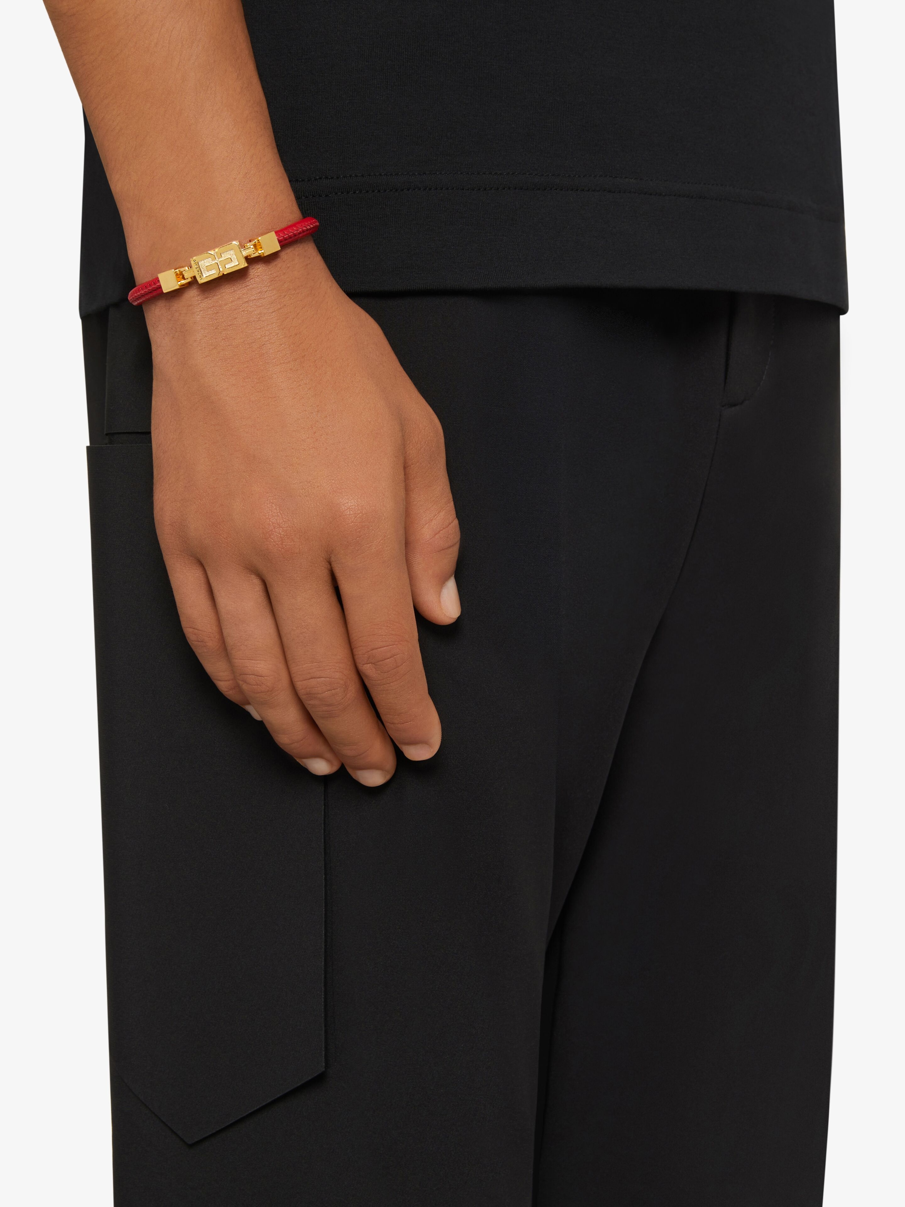 G CUBE BRACELET IN LEATHER AND METAL - 4