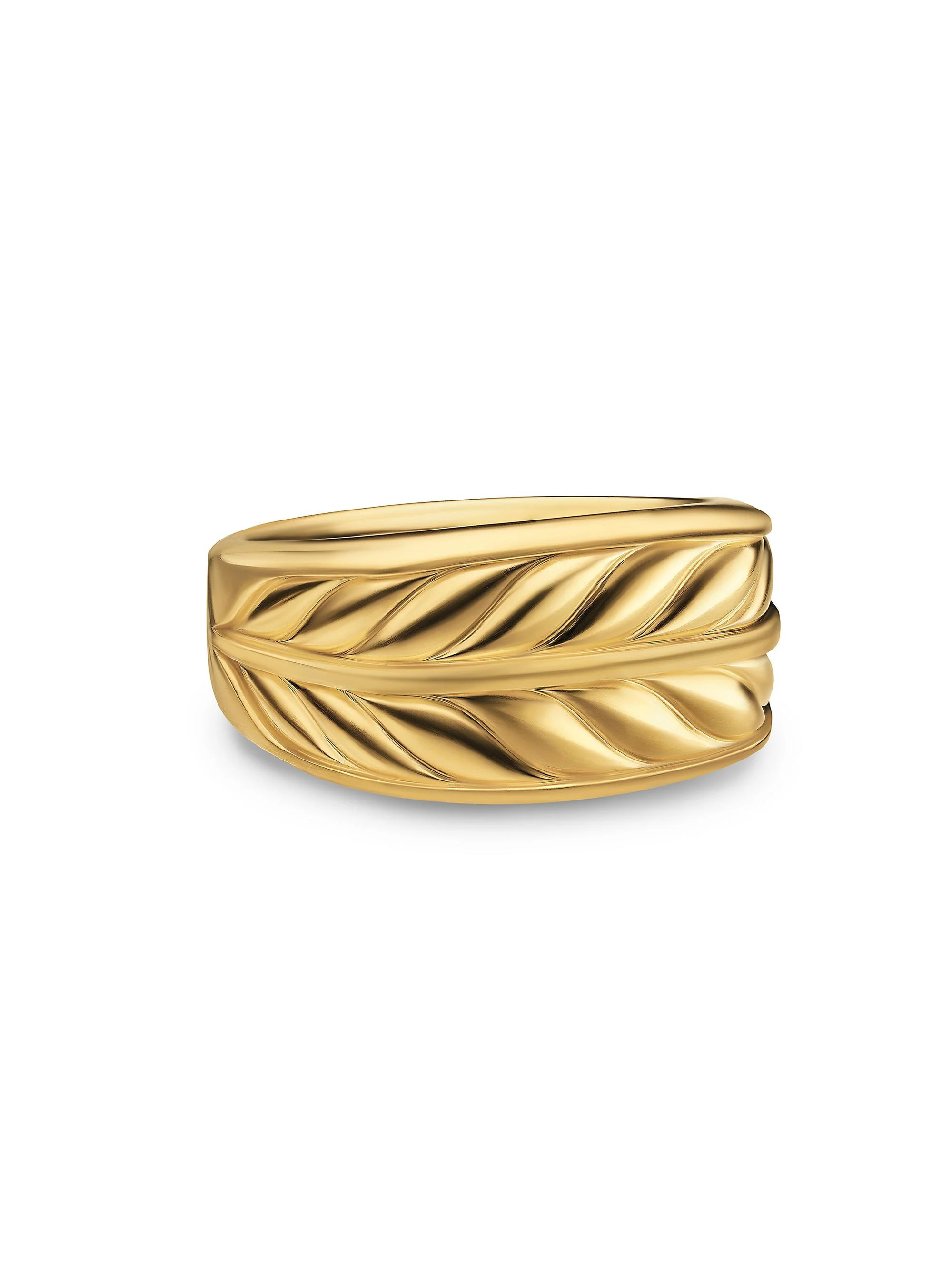 Men's Chevron Three Sided Signet Ring in 18K Yellow Gold, 12.5MM - Gold - 1