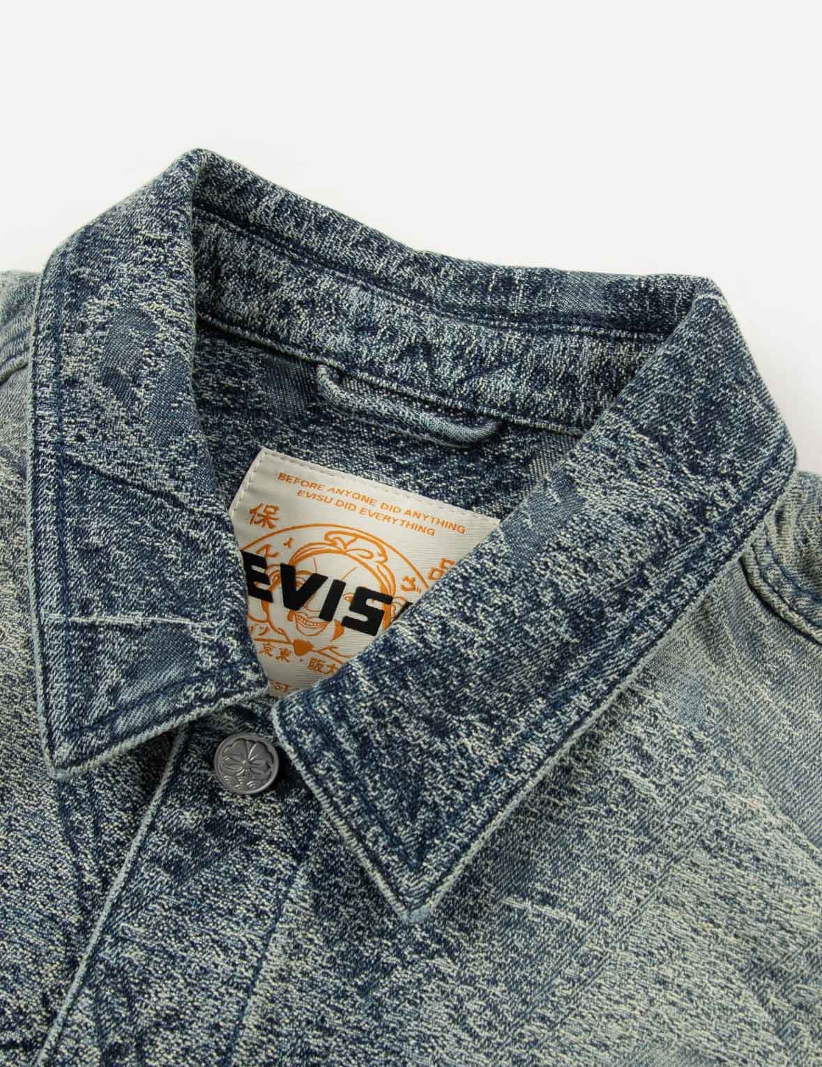 ALLOVER POCKET PRINT AND SEAGULL EMBROIDERY LOOSE FIT DENIM JACKET - 9