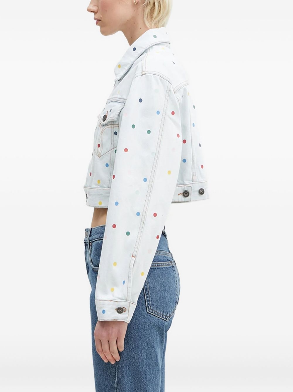 polka-dot denim jacket - 2