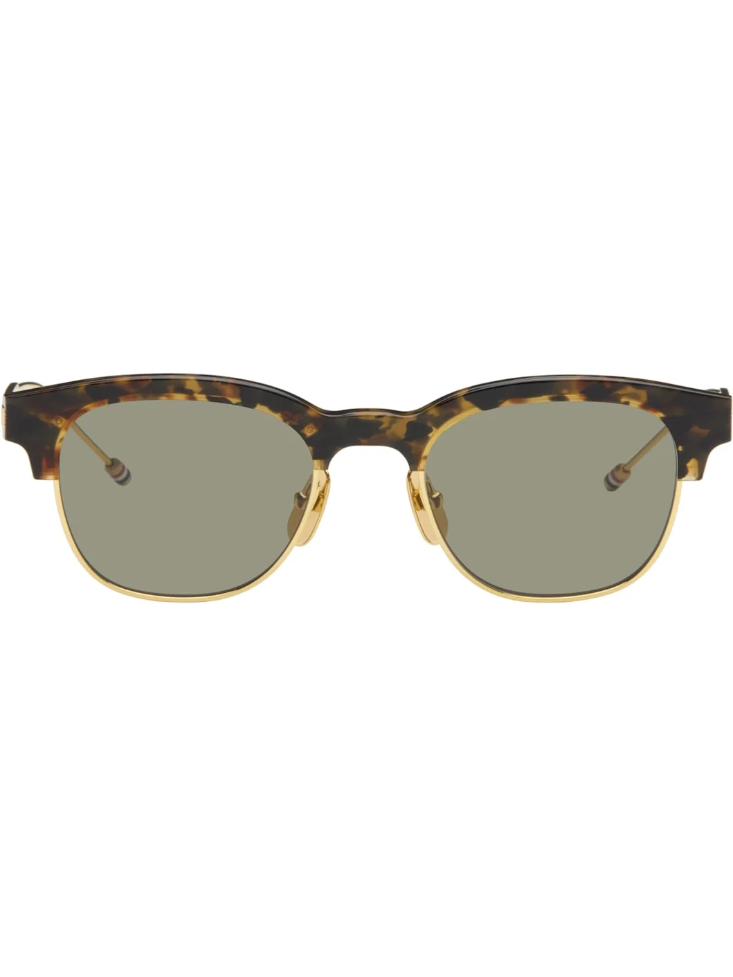 Brown Acetate & Titanium Oval Sunglasses - 1