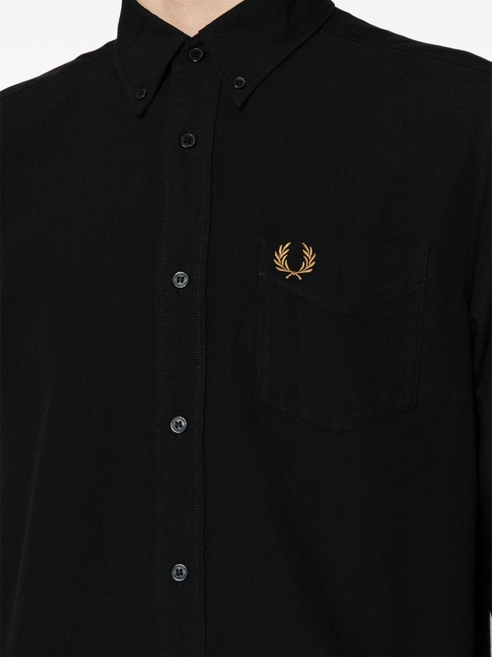 logo-embroidered cotton shirt - 10