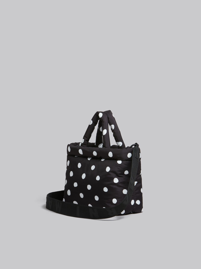 BLACK POLKA-DOT NYLON PUFF MINI TOTE BAG - 3