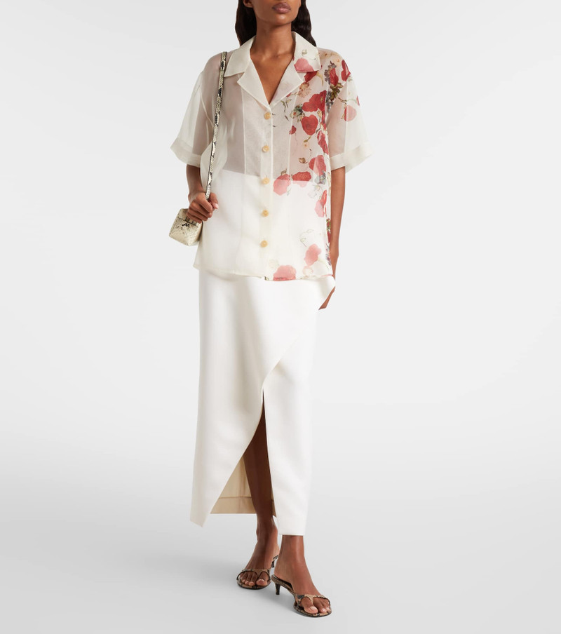 KHAITE Riordan floral sheer silk organza shirt outlook
