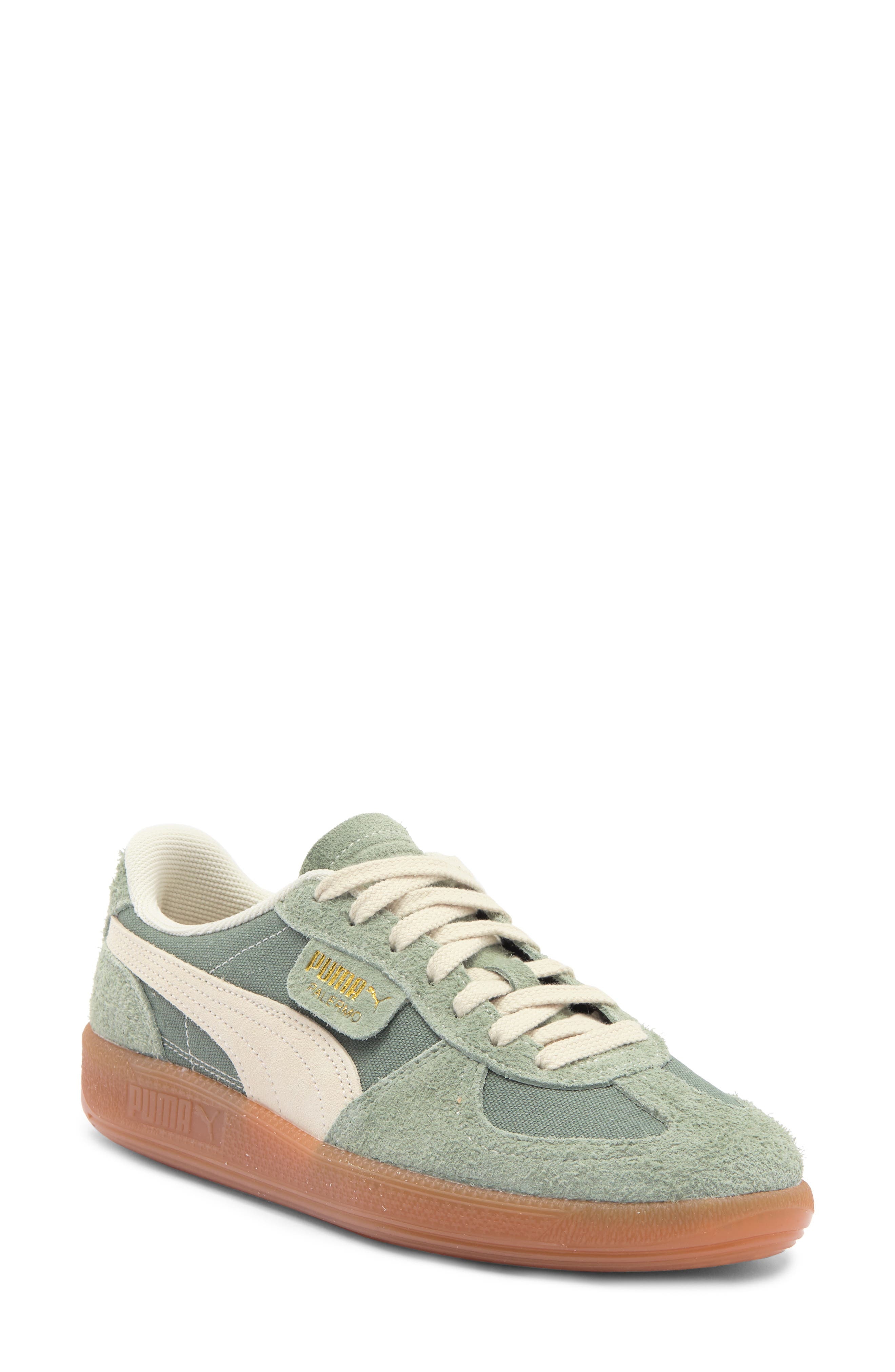 PUMA Palermo Vintage Sneaker in Green Moon-Alpine Snow at Nordstrom - 1
