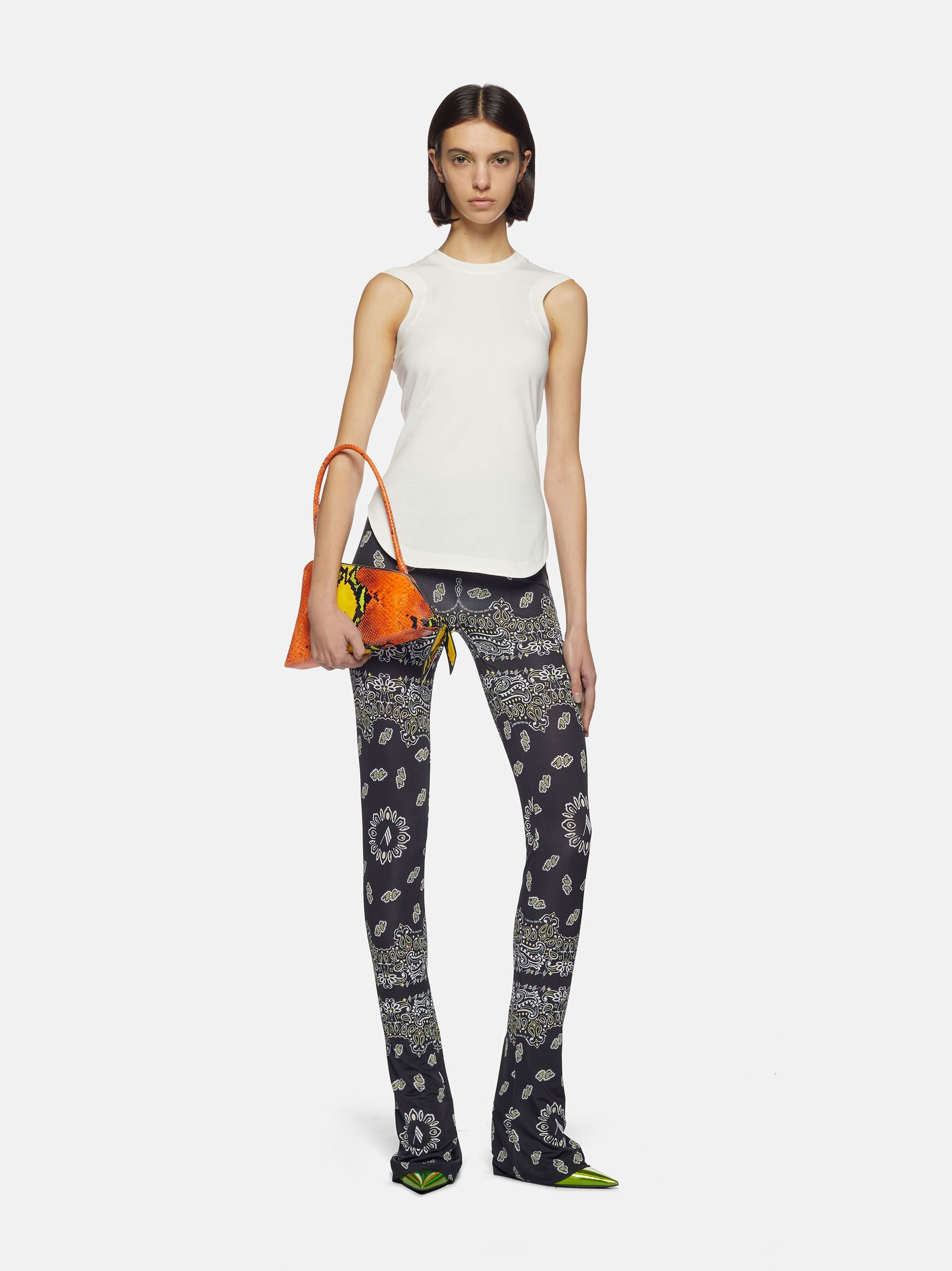 WHITE, BLACK AND YELLOW BANDANA LONG PANTS - 2