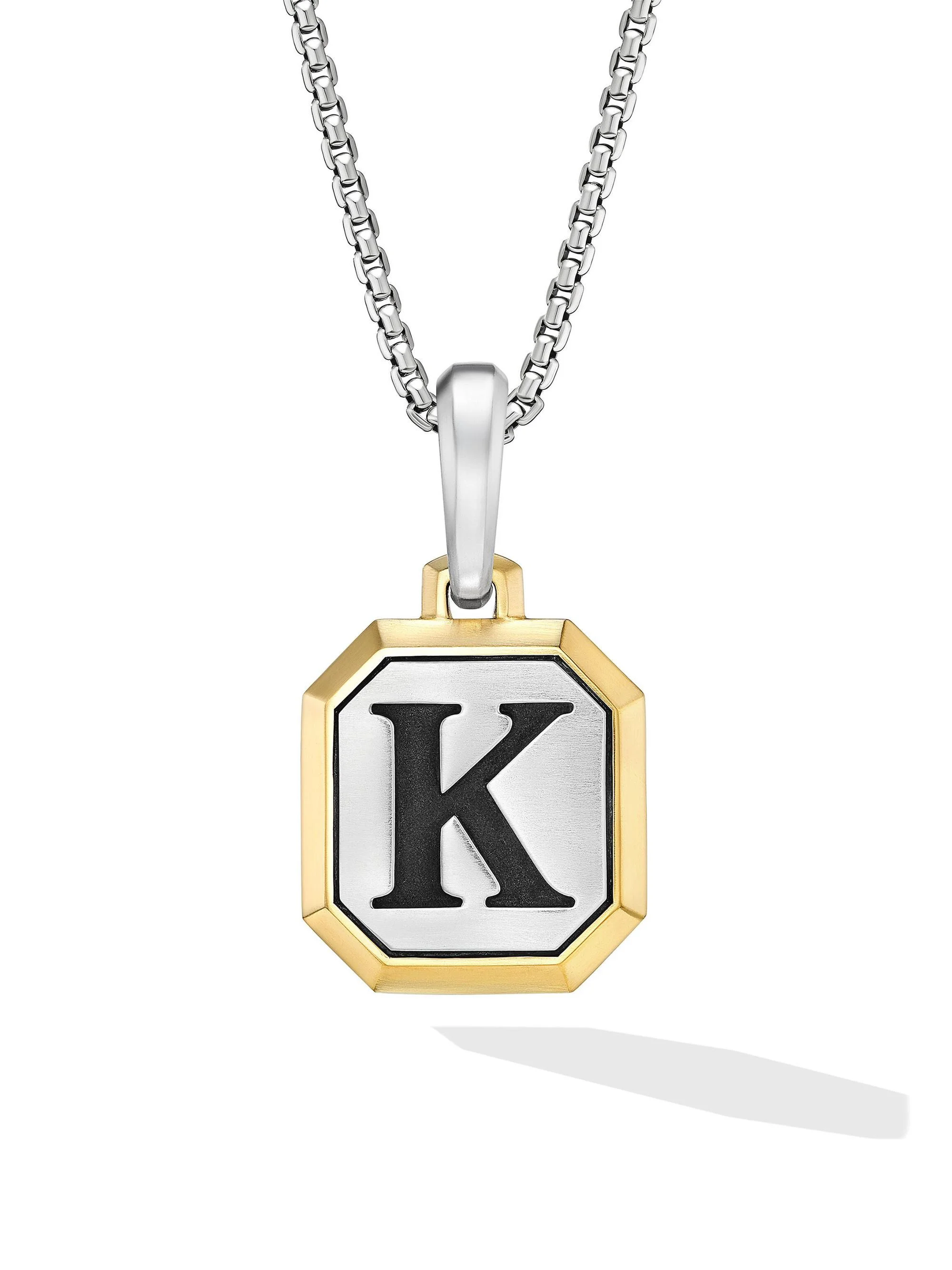 Men's Initial Amulet in Sterling Silver - K Silver - 1