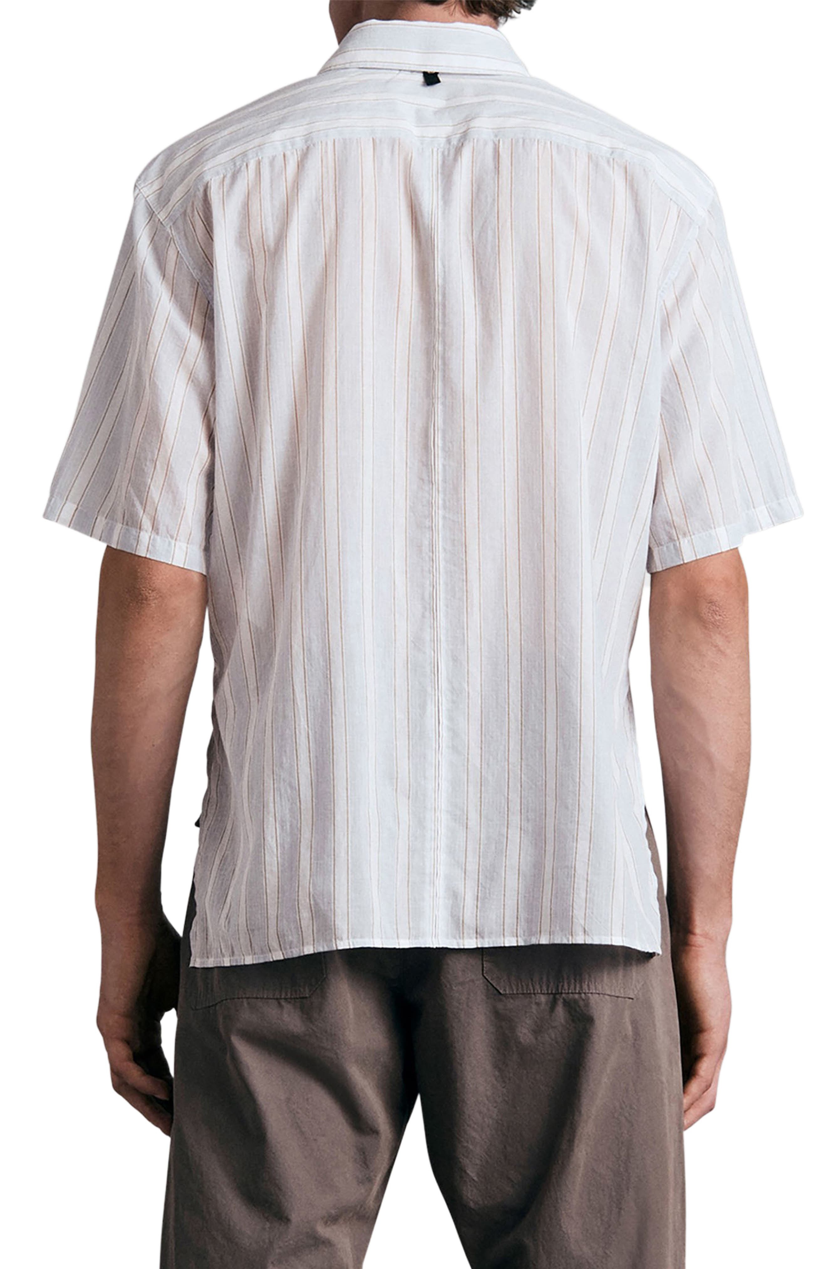 rag & bone Dalton Stripe Short Sleeve Button-Up Shirt in Blustripe at Nordstrom - 2