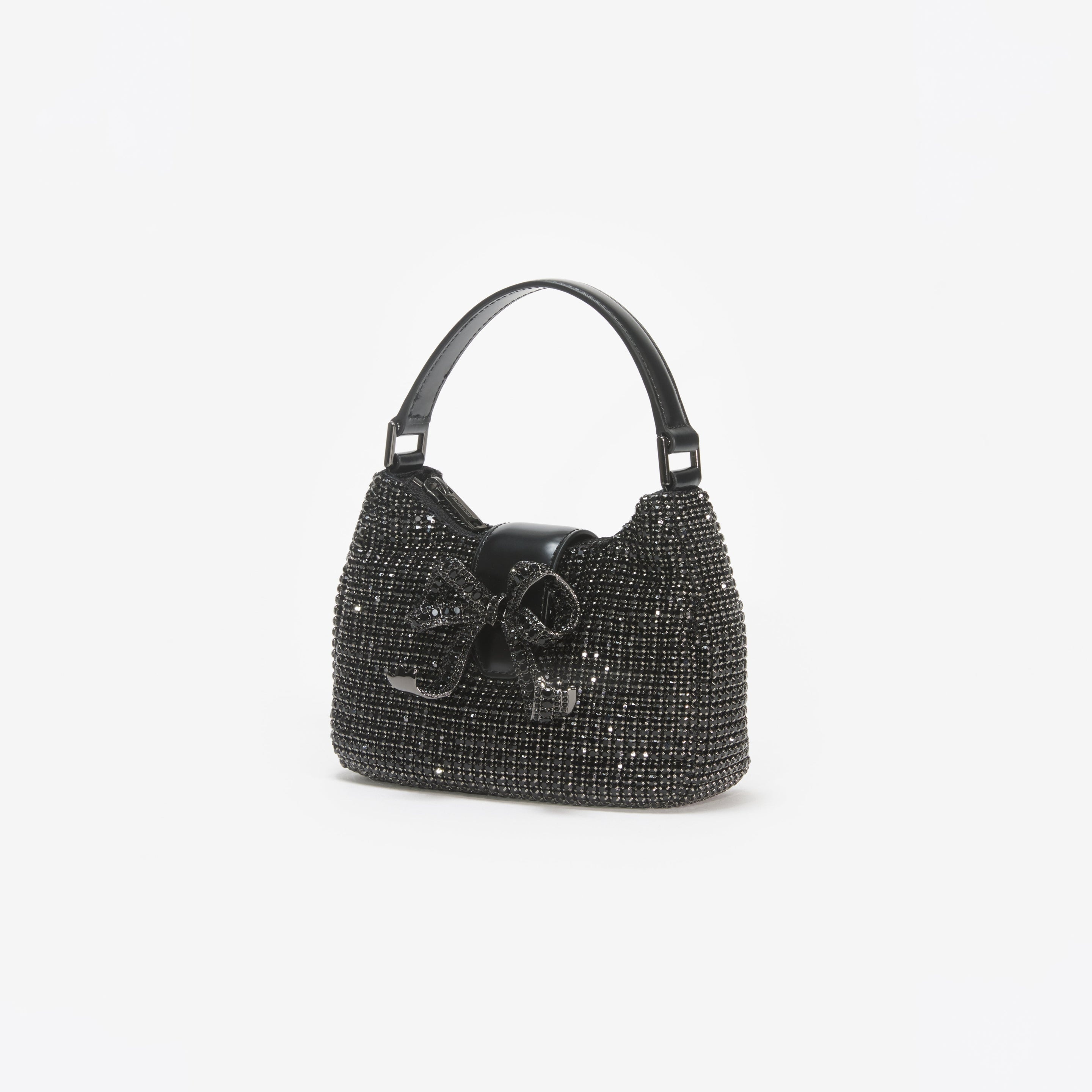 Black Diamante Crescent Bow Bag - 2