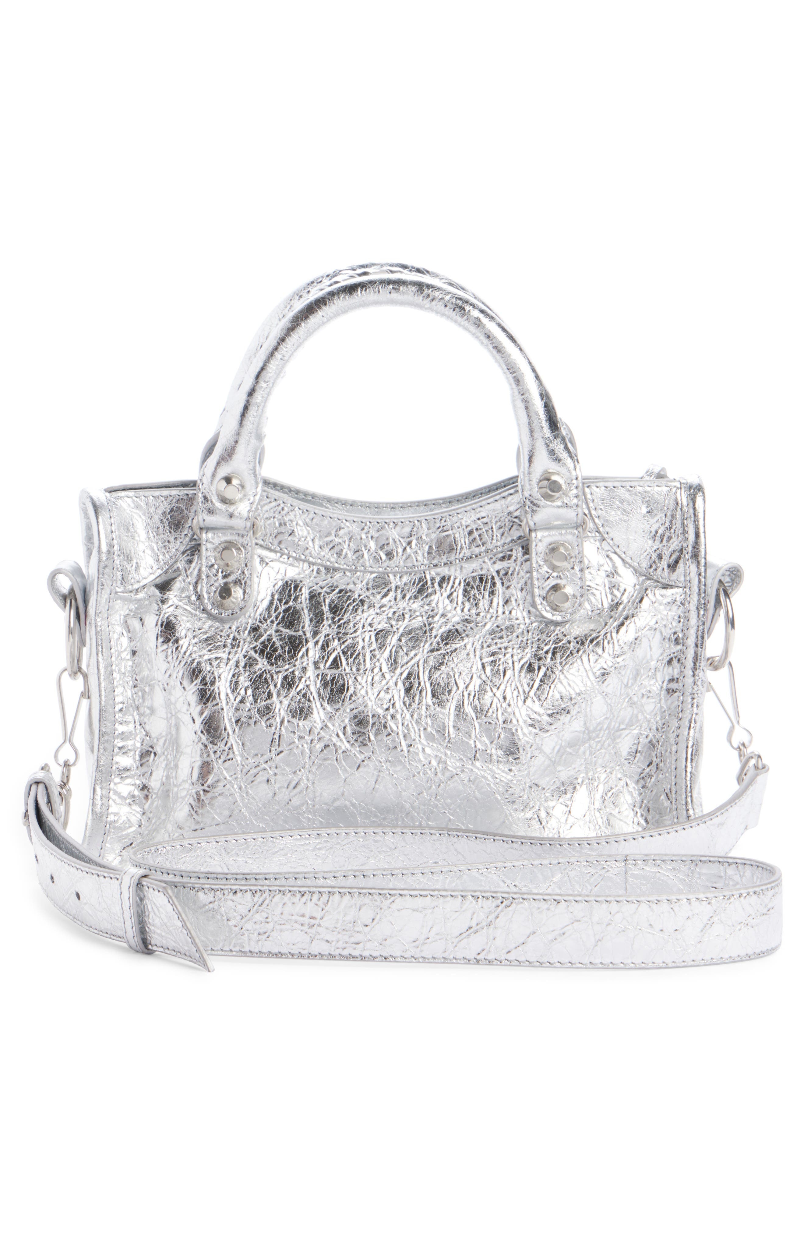 Balenciaga Small Le City Metallic Lambskin Leather Handbag in 8122 Silver at Nordstrom - 3
