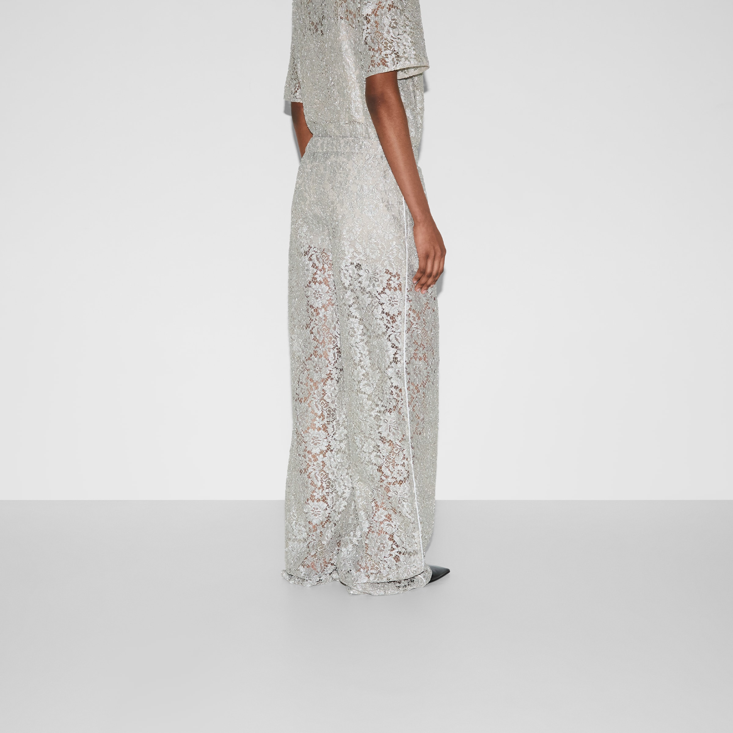 Floral lace lamé pant - 4