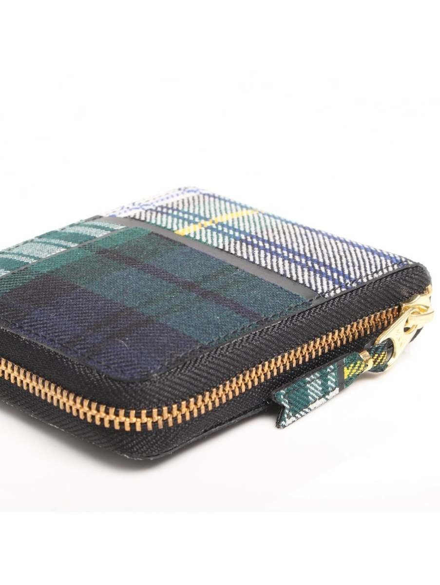 Comme Des Garçons SA3100TP Tartan Zipped Wallet Green in Dark