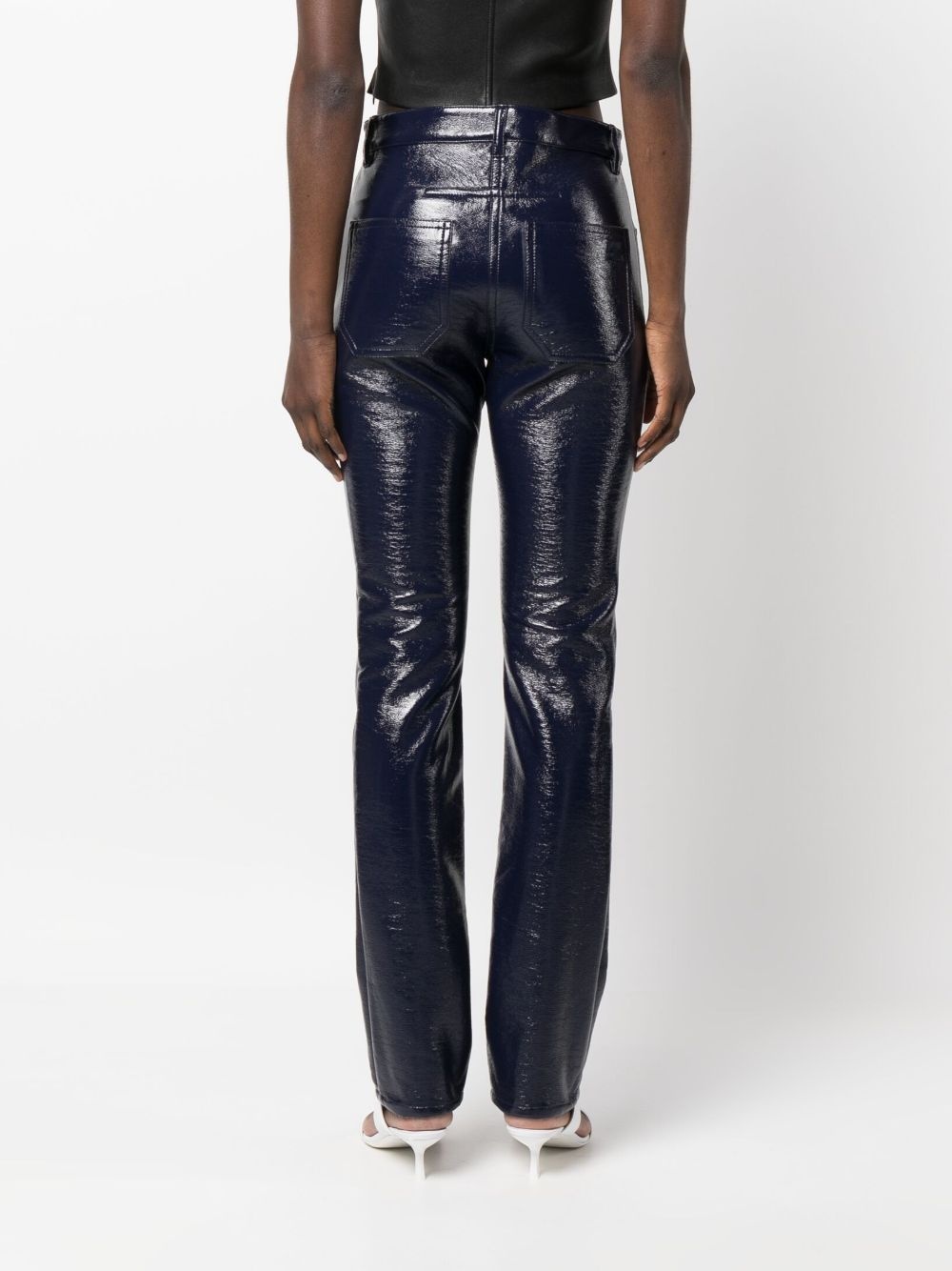 straight-leg vinyl trousers - 4
