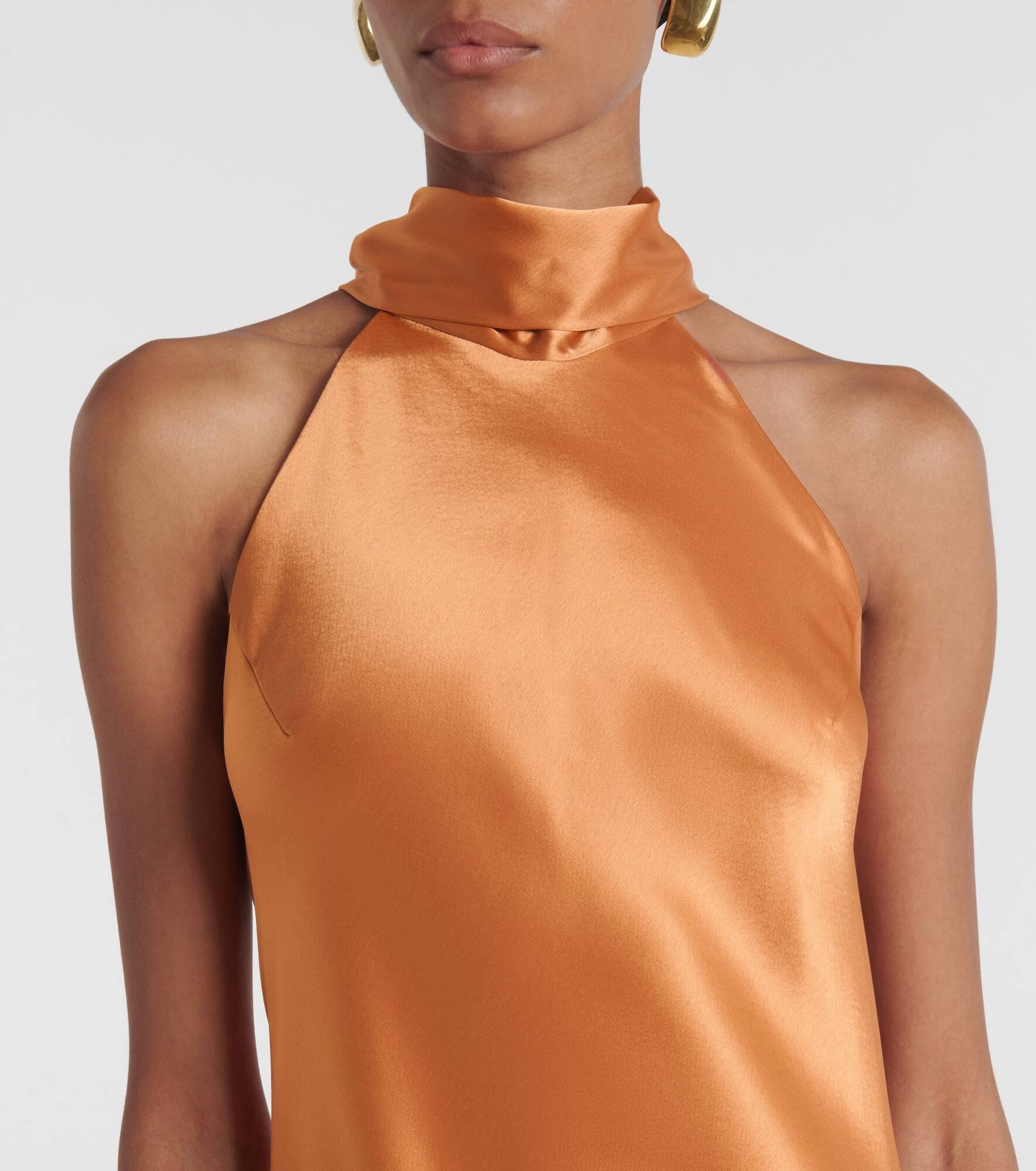 Sienna halterneck satin midi dress - 4
