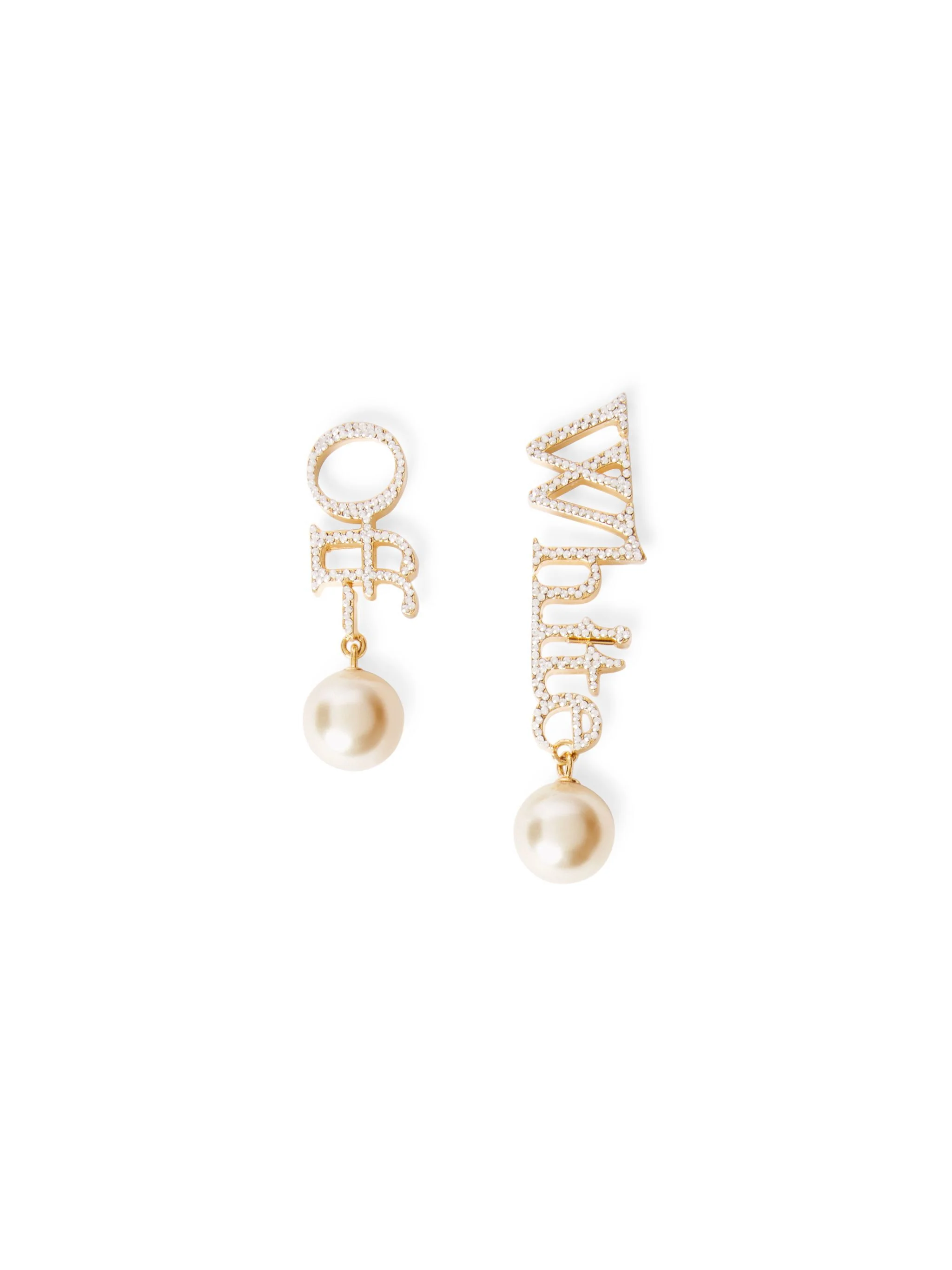 Strass + Pearl Logo Earrings - 1