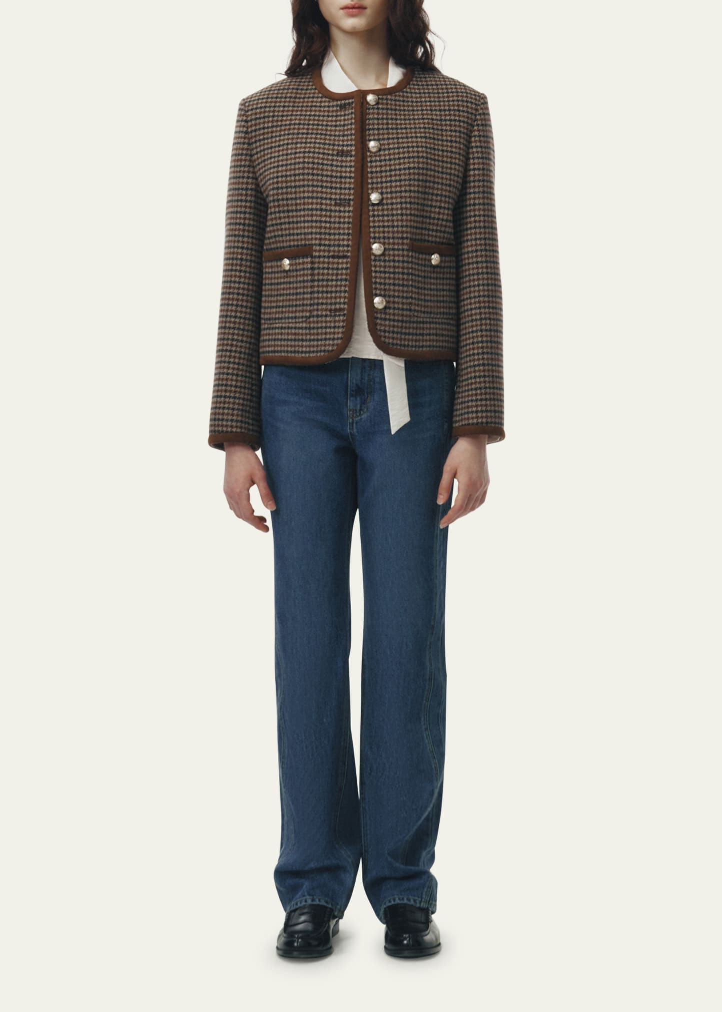 Tailored Houndstooth Tweed Jacket - 2