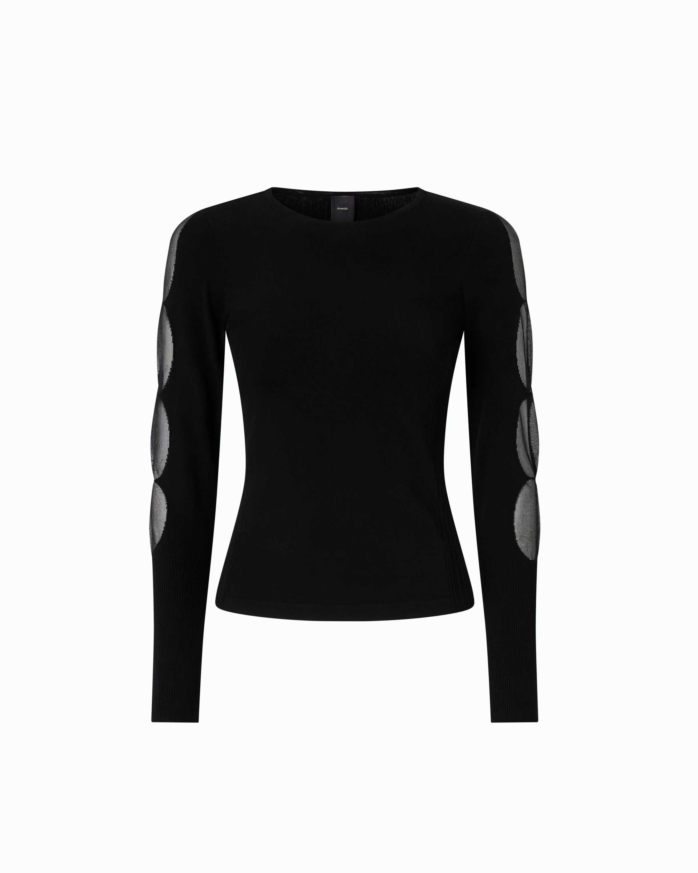 LIGHTWEIGHT RIBBED SWEATER WITH SHEER DETAILS - 1