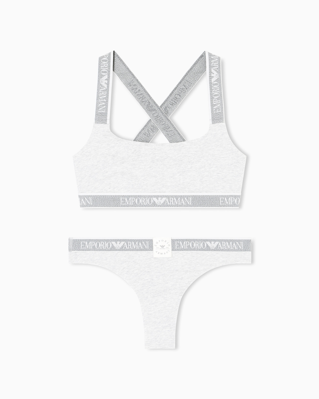 ASV ICONIC ORGANIC-COTTON BRALETTE AND BRAZILIAN BRIEFS SET WITH LOGO BAND - 1