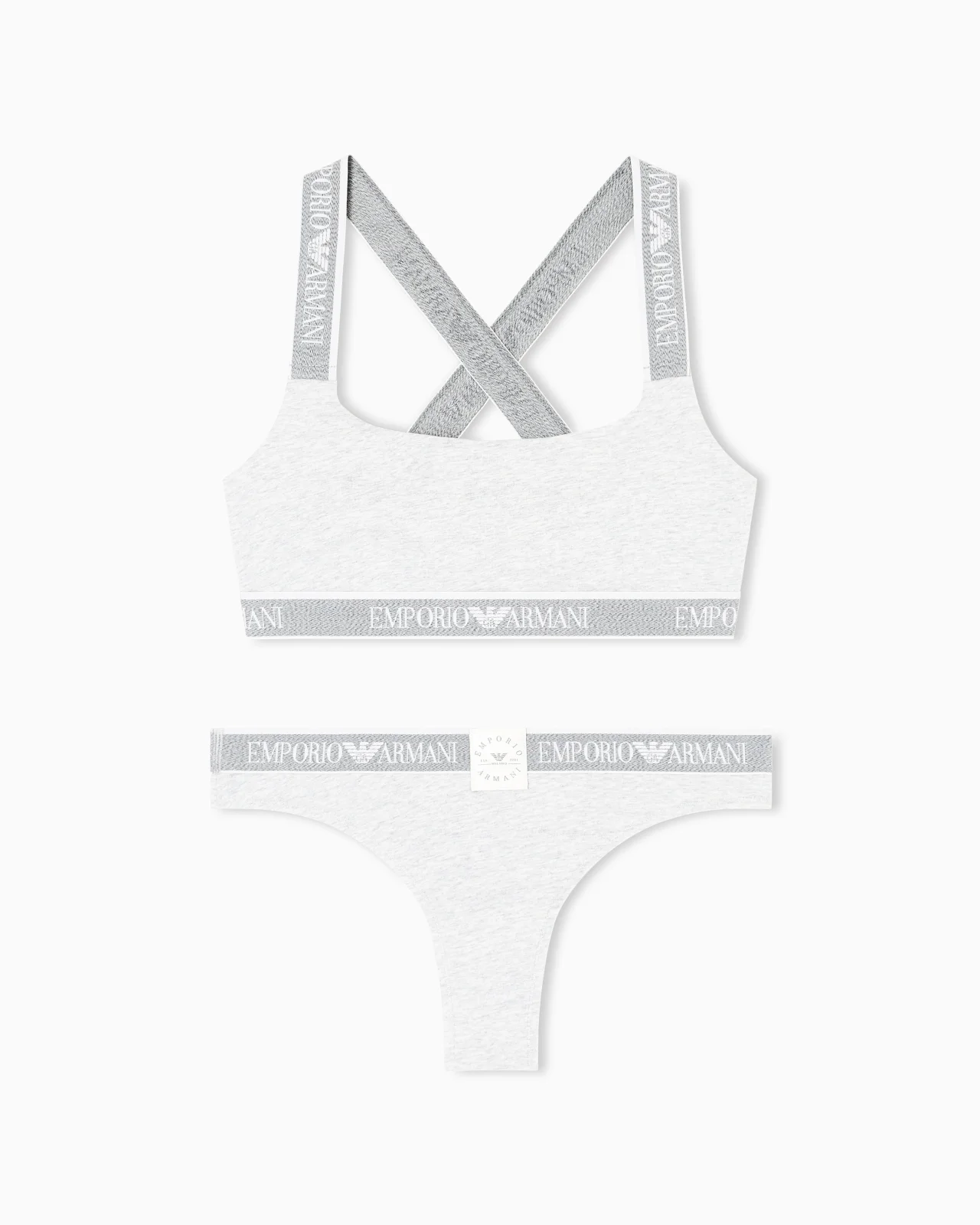 ASV ICONIC ORGANIC-COTTON BRALETTE와 BRAZILIAN BRIEFS 세트와 로고 밴드 - 1
